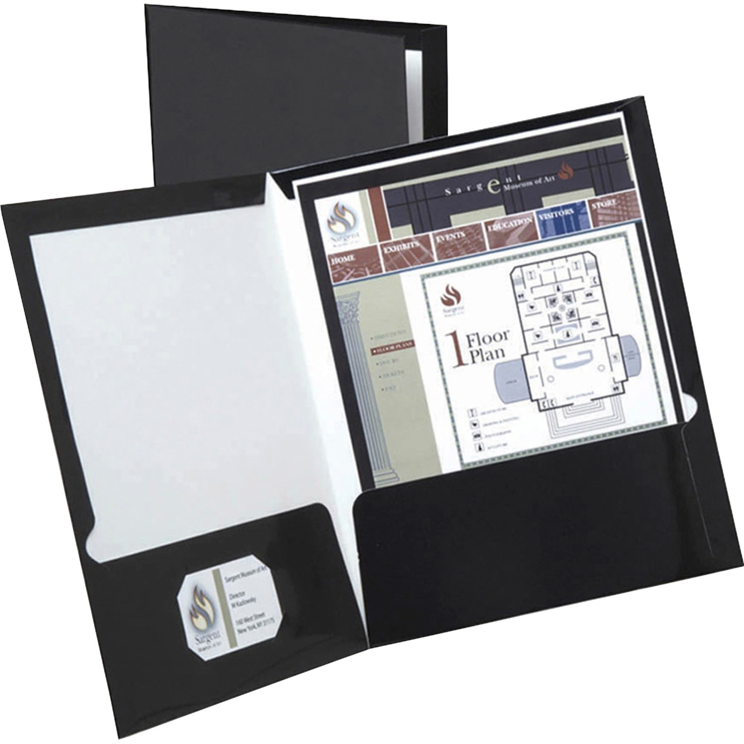 Oxford Laminated Twin-Pocket Folders, 8 1/2in x 11in, Black, Box Of 25 - Image 3