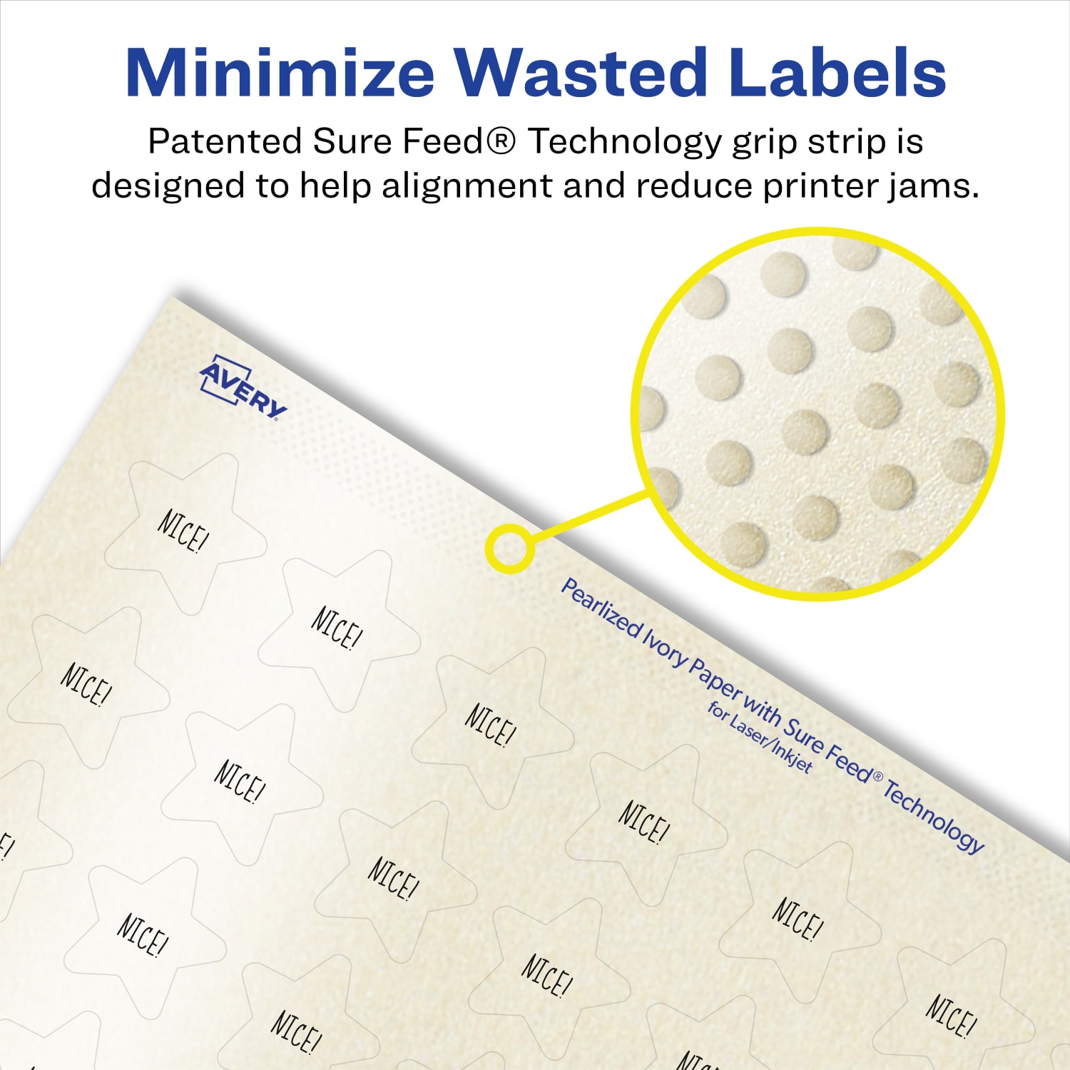 Avery Pearlized Permanent Labels With Sure Feed, 94610-PIP25, Star, 3/4in x 3/4in, Ivory, Pack Of 2,000 Labels - Image 5