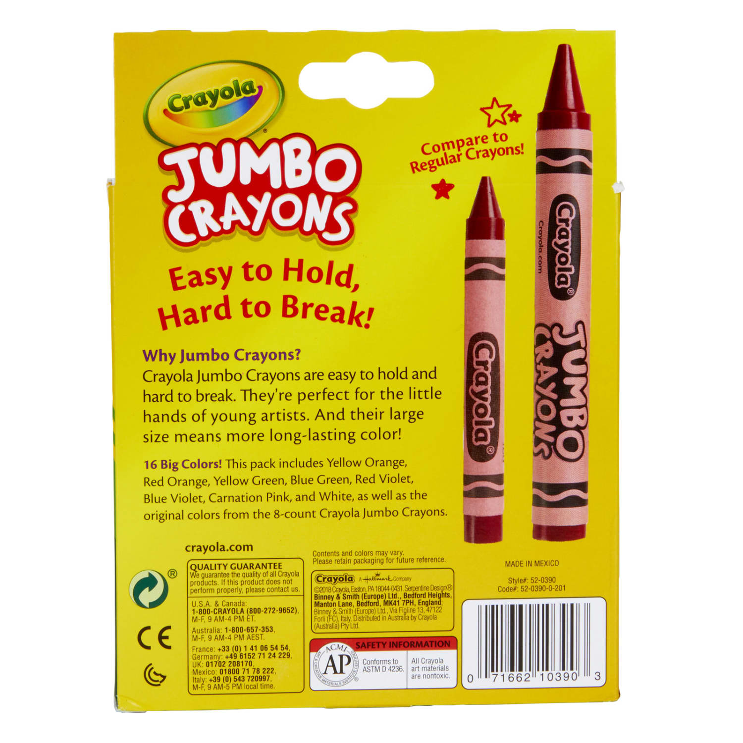 Crayola Jumbo Crayons, Assorted Colors, 16 Crayons Per Pack, Set Of 3 Packs - Image 5