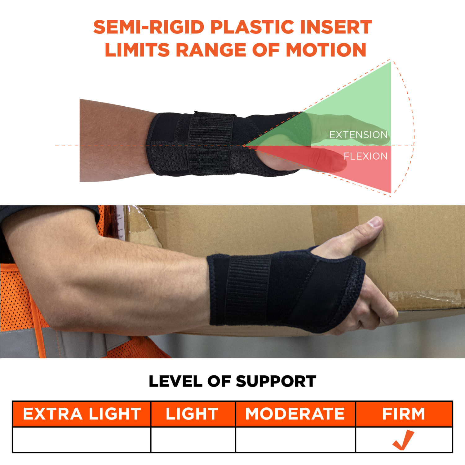 Ergodyne ProFlex 4005 Wrist Brace Support, Single Strap, XL-Right, Black - Image 4