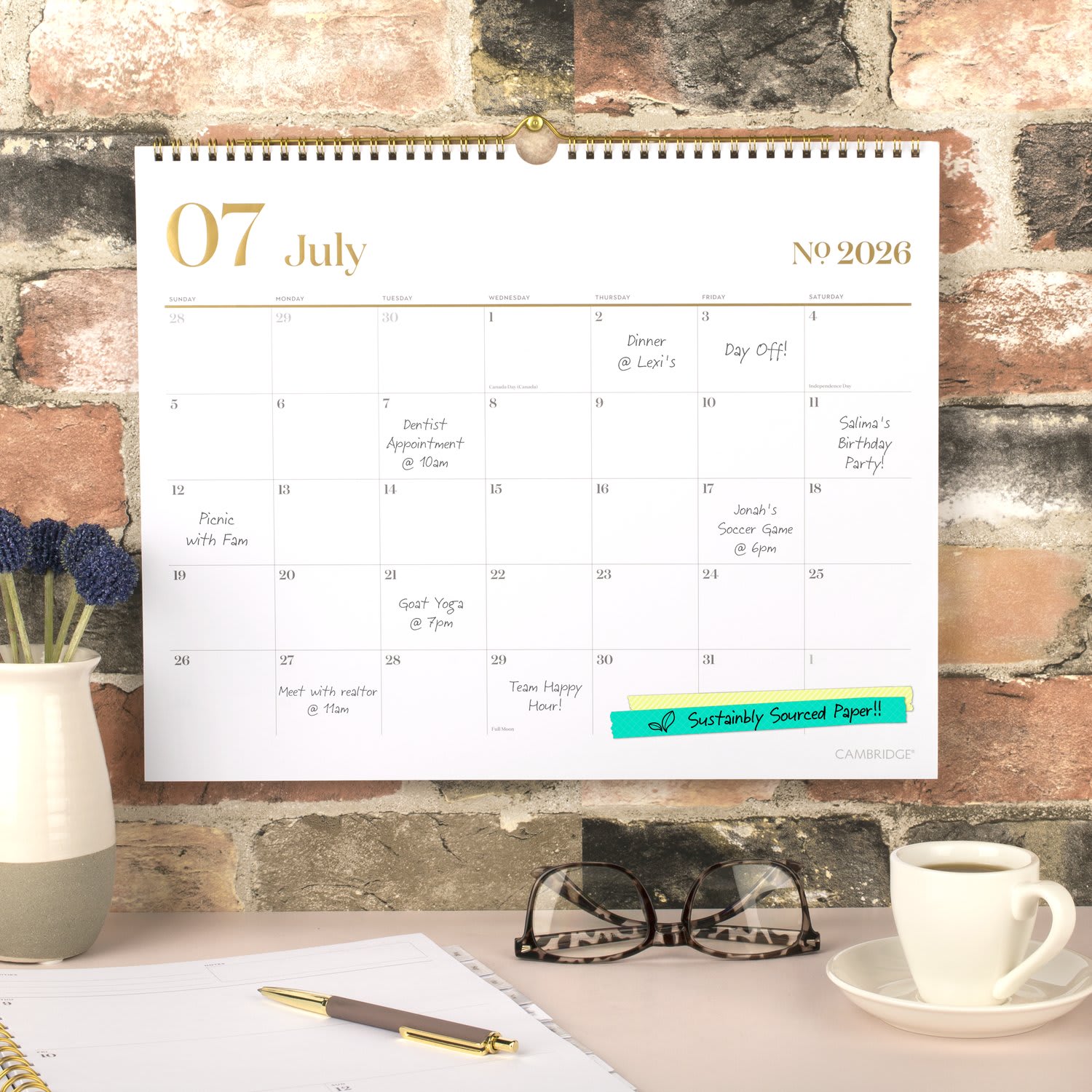 Mead Cambridge WorkStyle Academic 2026-2027 Monthly Wall Calendar, White, Medium, 12in x 15in - Image 3