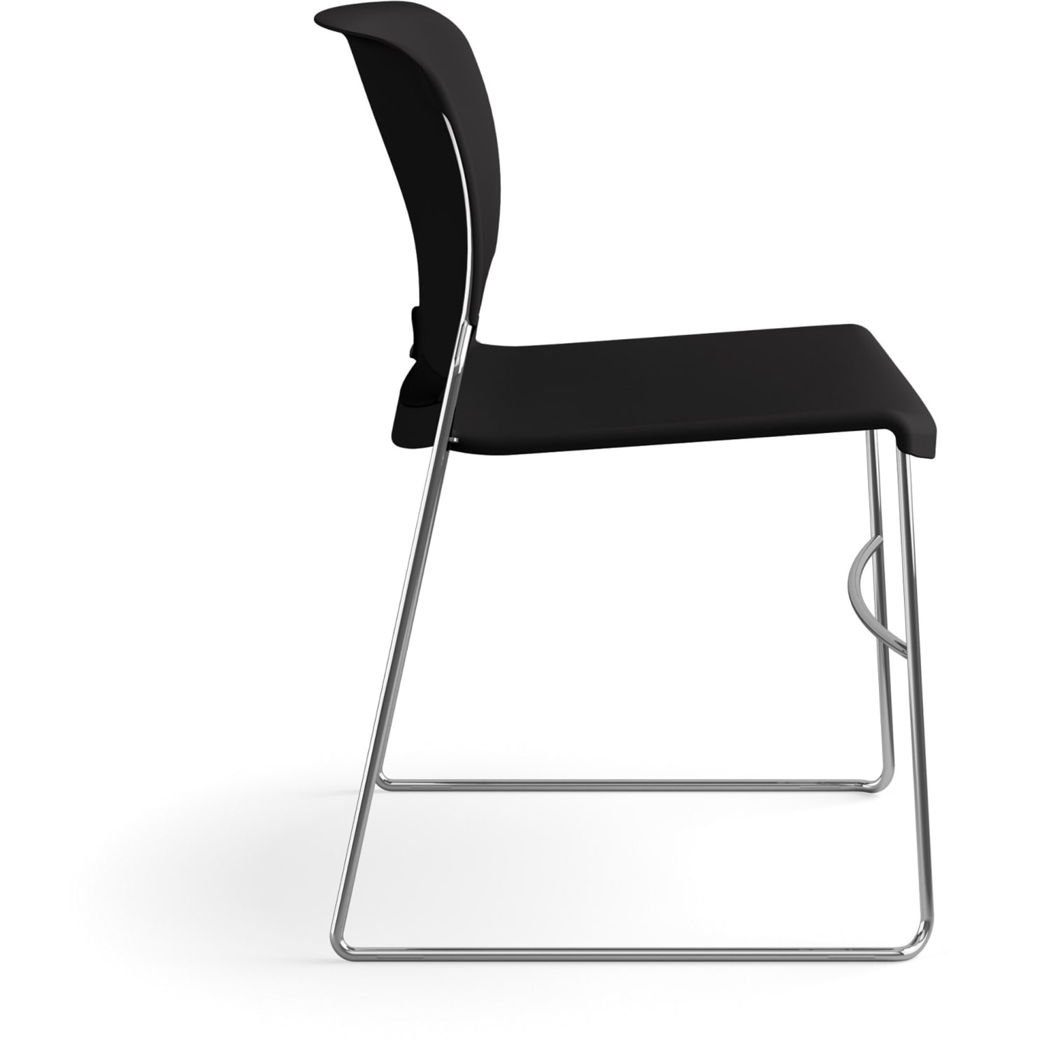HON 4040 Series High Density Olson Stacker Chair - Onyx Seat Color - Plastic Seat Material - Onyx Back Color - Plastic Back Material - Chrome Frame Color - Steel Frame Material - 4 / Carton - Image 4
