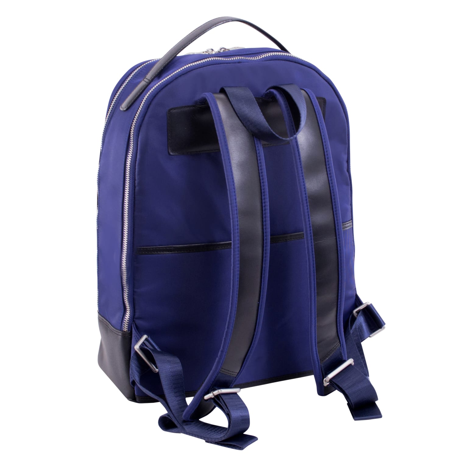McKlein PARKER, 15in Leather Dual-Compartment Laptop Backpack, Navy - Image 4
