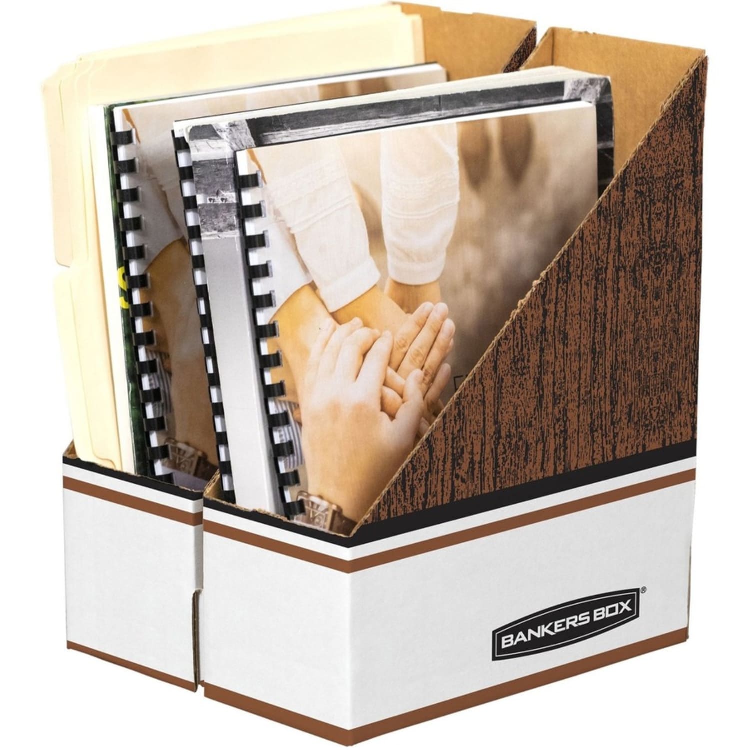 Bankers Box Magazine Files - Oversized Letter - Wood Grain, White - Cardboard - 12 / Carton - Image 3
