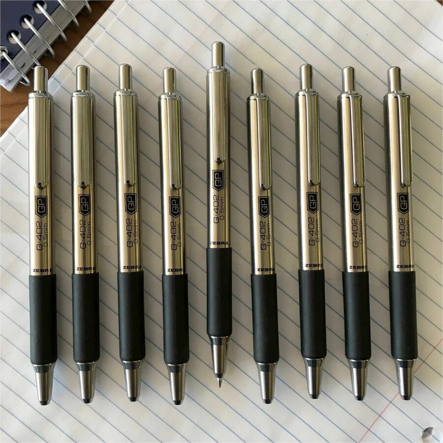 Zebra STEEL 4 Series G-402 Retractable Gel Pen - 0.5 mm Fine Pen Point - Retractable - Black Ink - Gel-based - Stainless Steel Barrel - 1 Each - Image 3