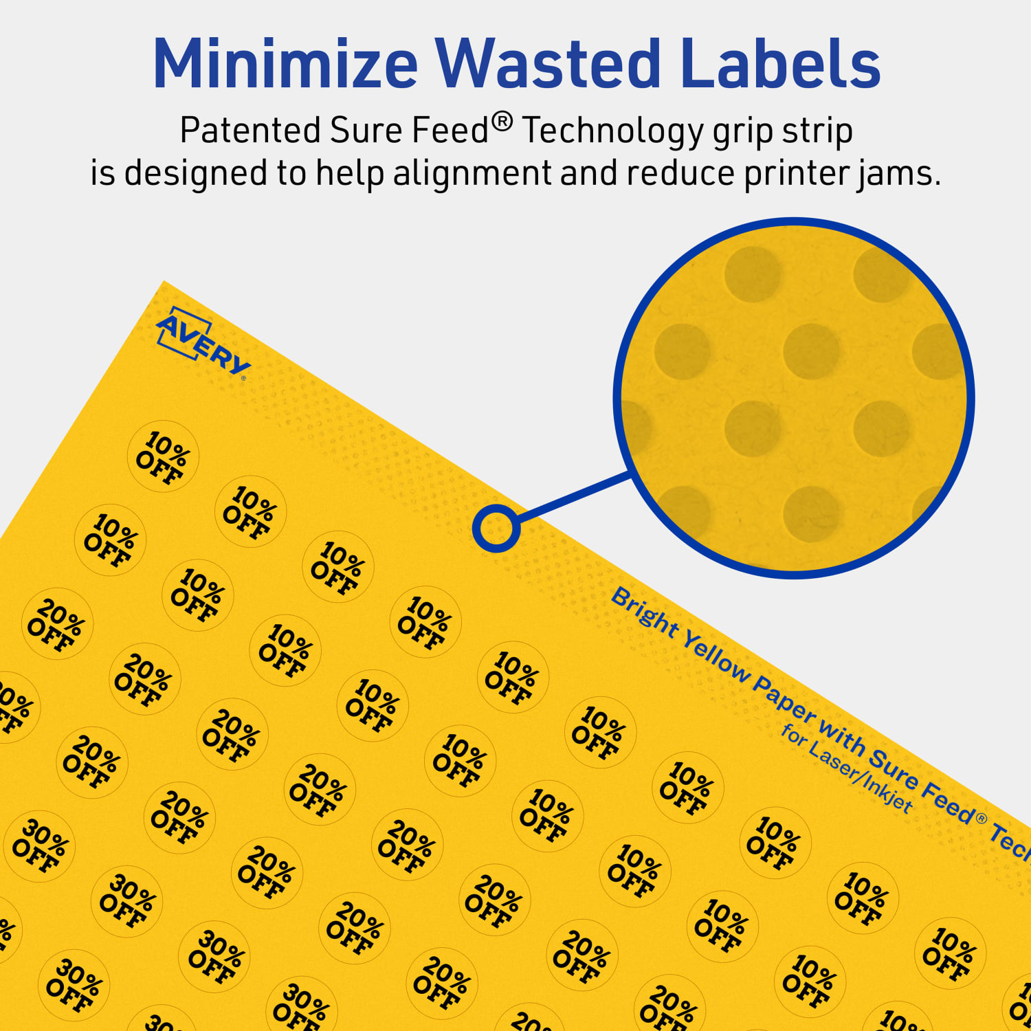 Avery Print-To-The-Edge Labels With Sure Feed Technology And Easy Peel Label Feature, 94503-BYP10, Round, 1/2in, Matte Bright Yellow, Pack of 1540 - Image 5