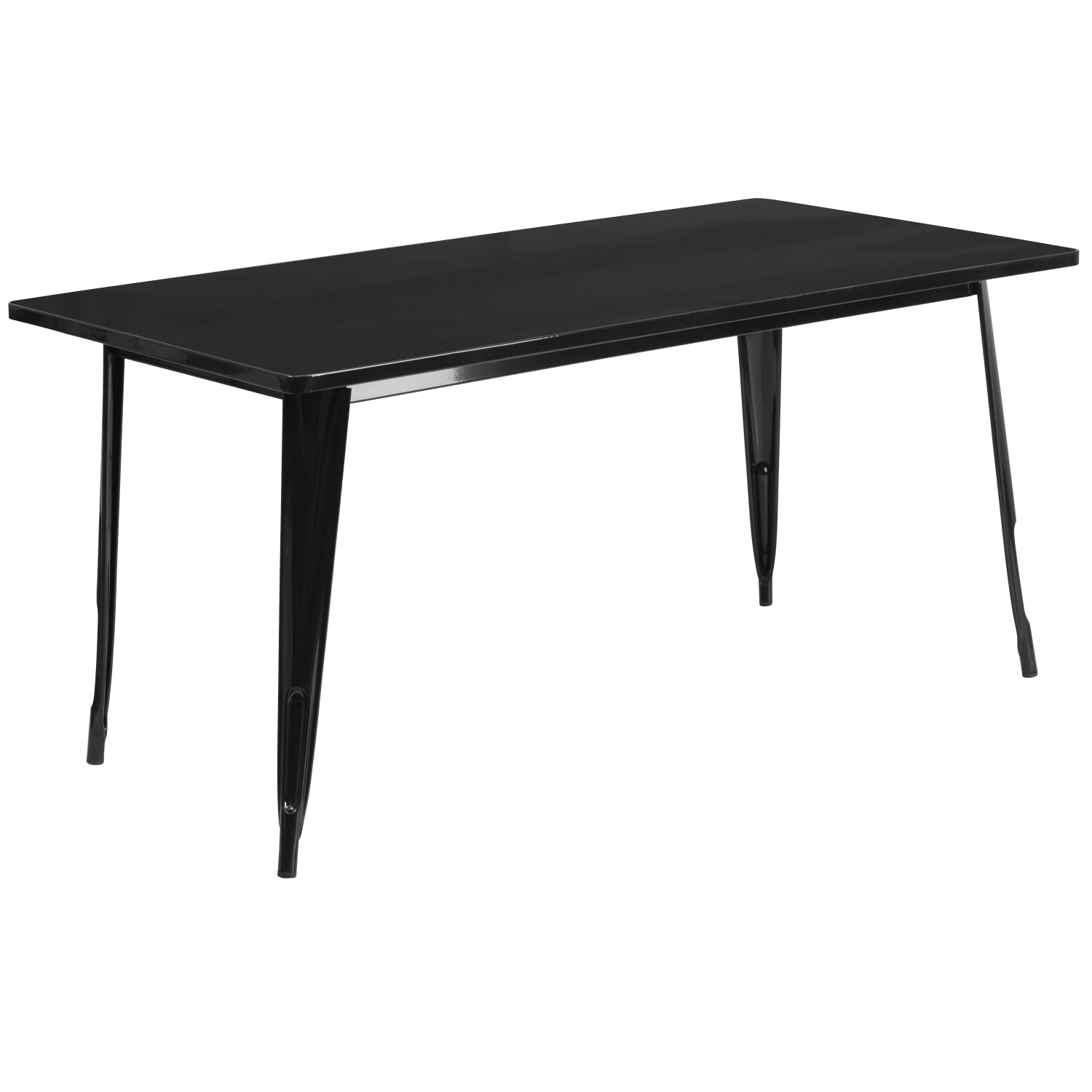 Flash Furniture Commercial-Grade Rectangular Metal Indoor/Outdoor Table Set With 6 Arm Chairs, Black - Image 5