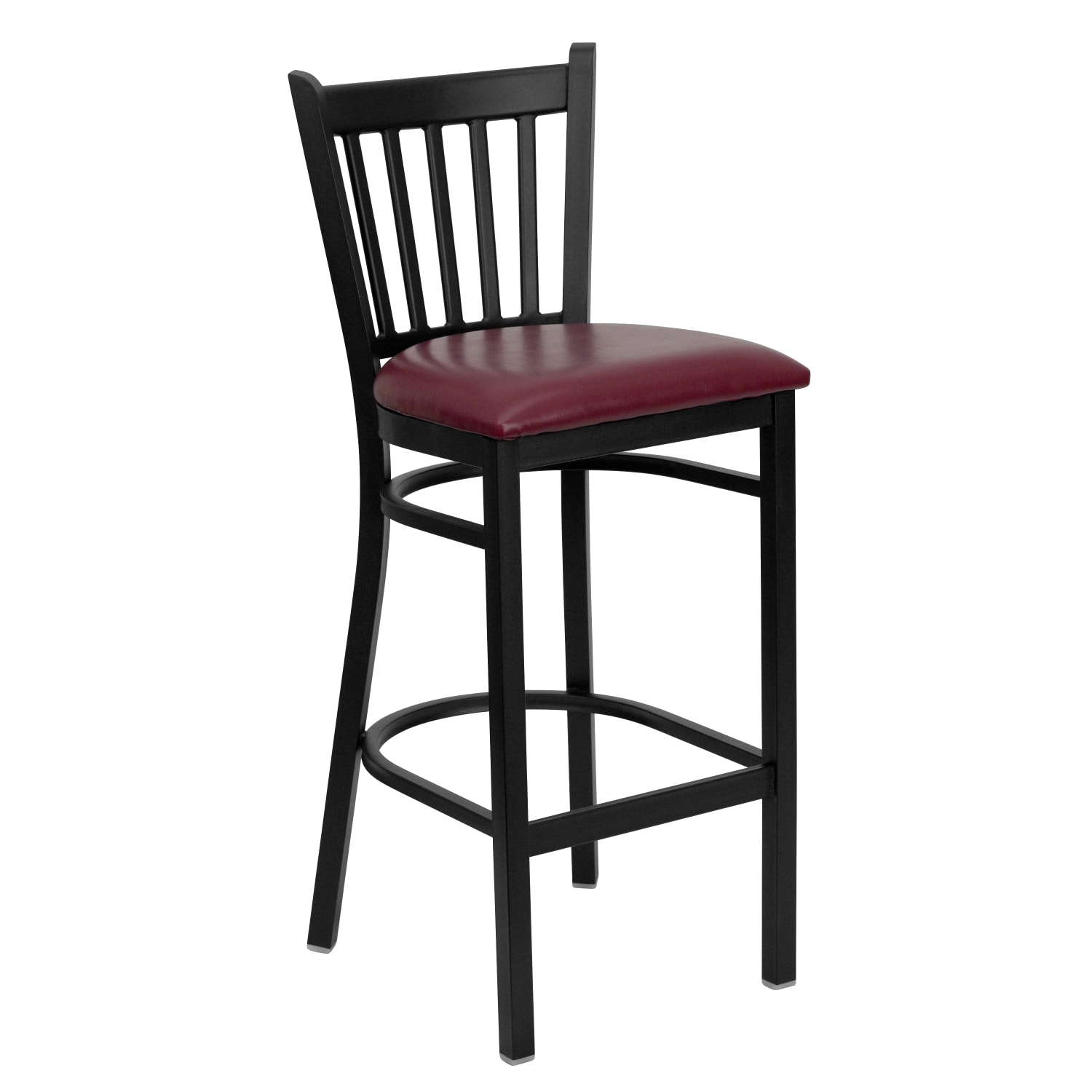 Flash Furniture MetalVinyl Restaurant Barstool With Vertical Back BurgundyBlack PopularChairscom