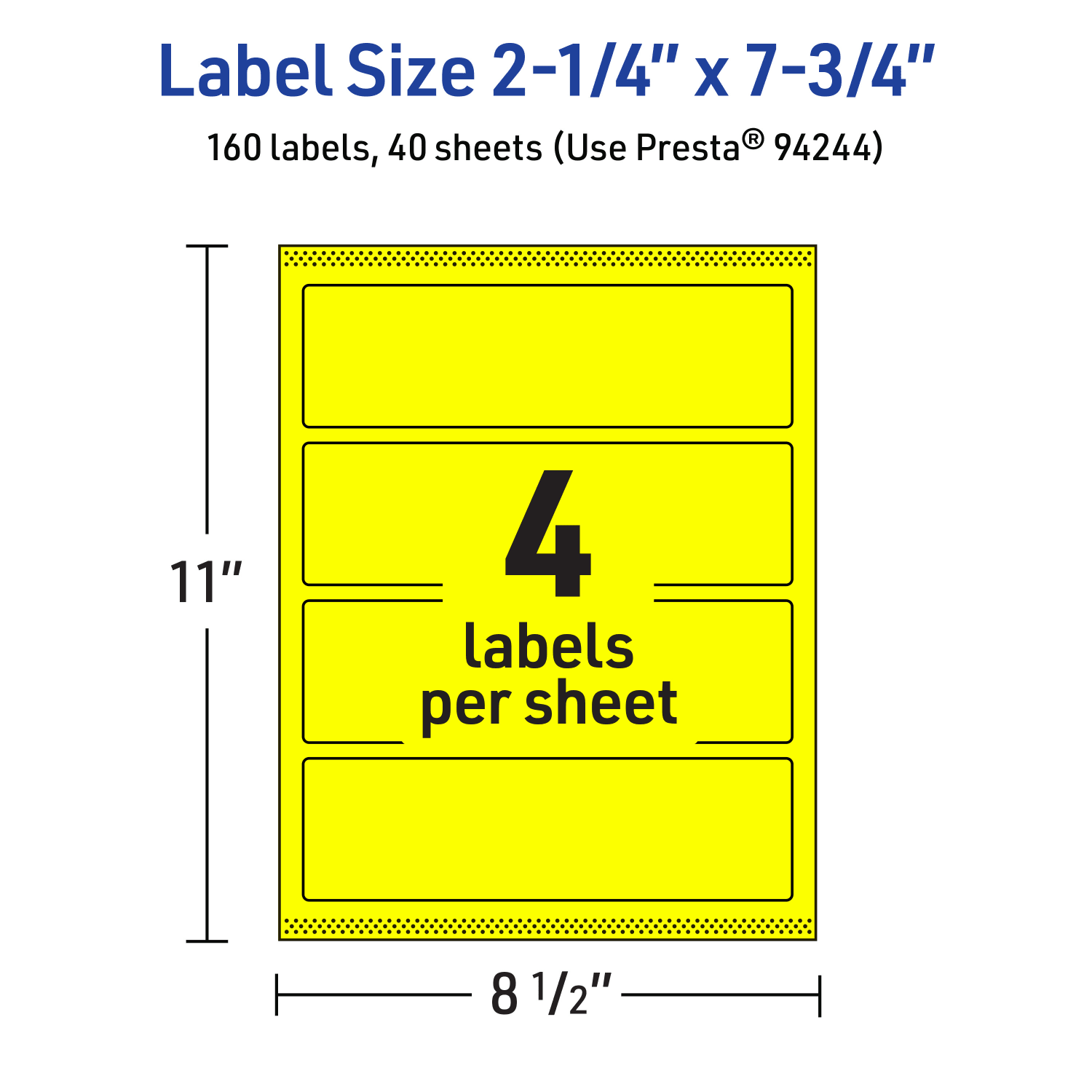 Avery Print-To-The-Edge Labels With Sure Feed Technology, 94244-NYP40, Rectangle, 2-1/4in x 7-3/4in, Matte Neon Yellow, Pack of 160 - Image 6