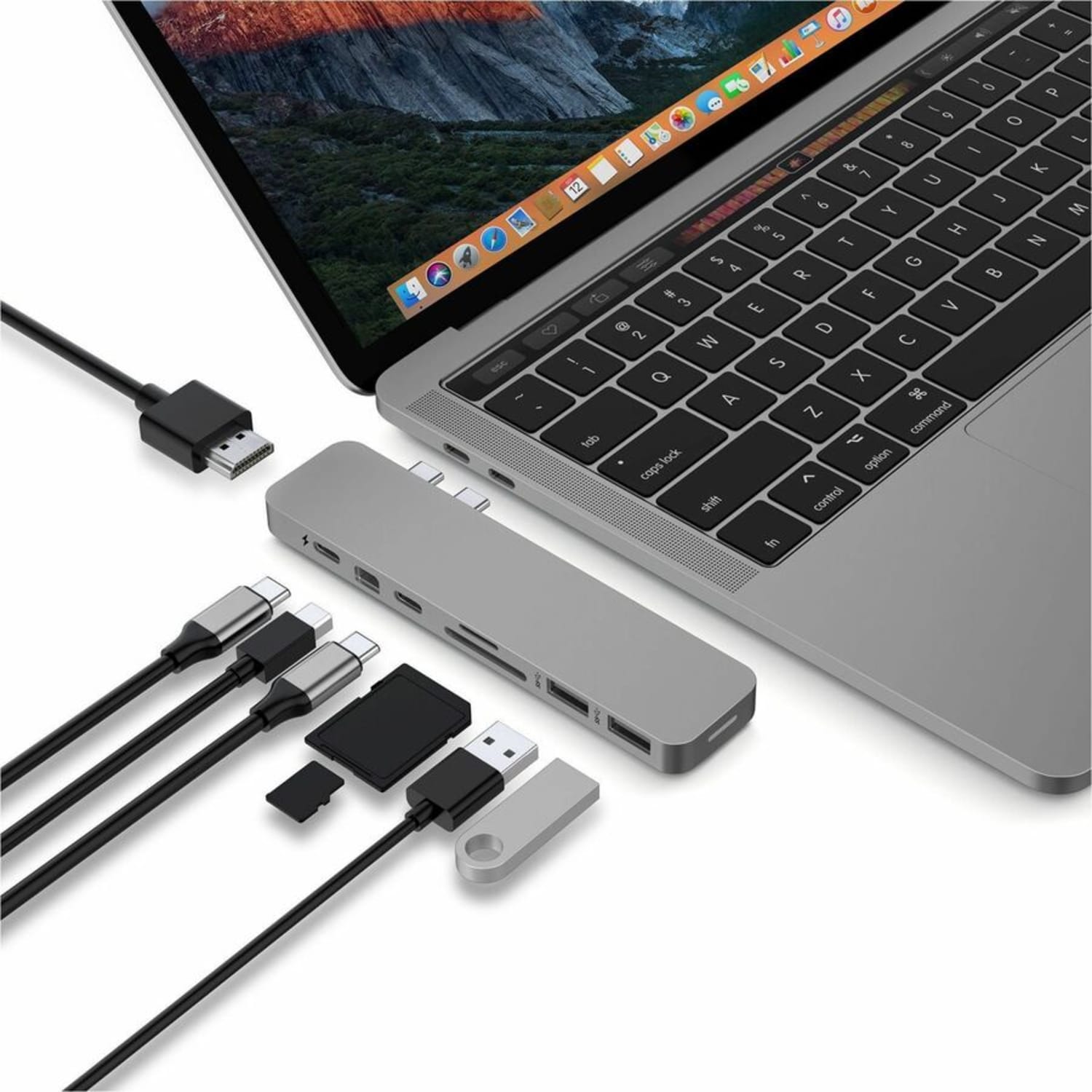 Targus Sanho HyperDrive PRO 8-in-2 USB-C Hub, 7/16inH x 1-1/4inW x 5-3/16inD, Space Gray, 00GF54 - Image 4