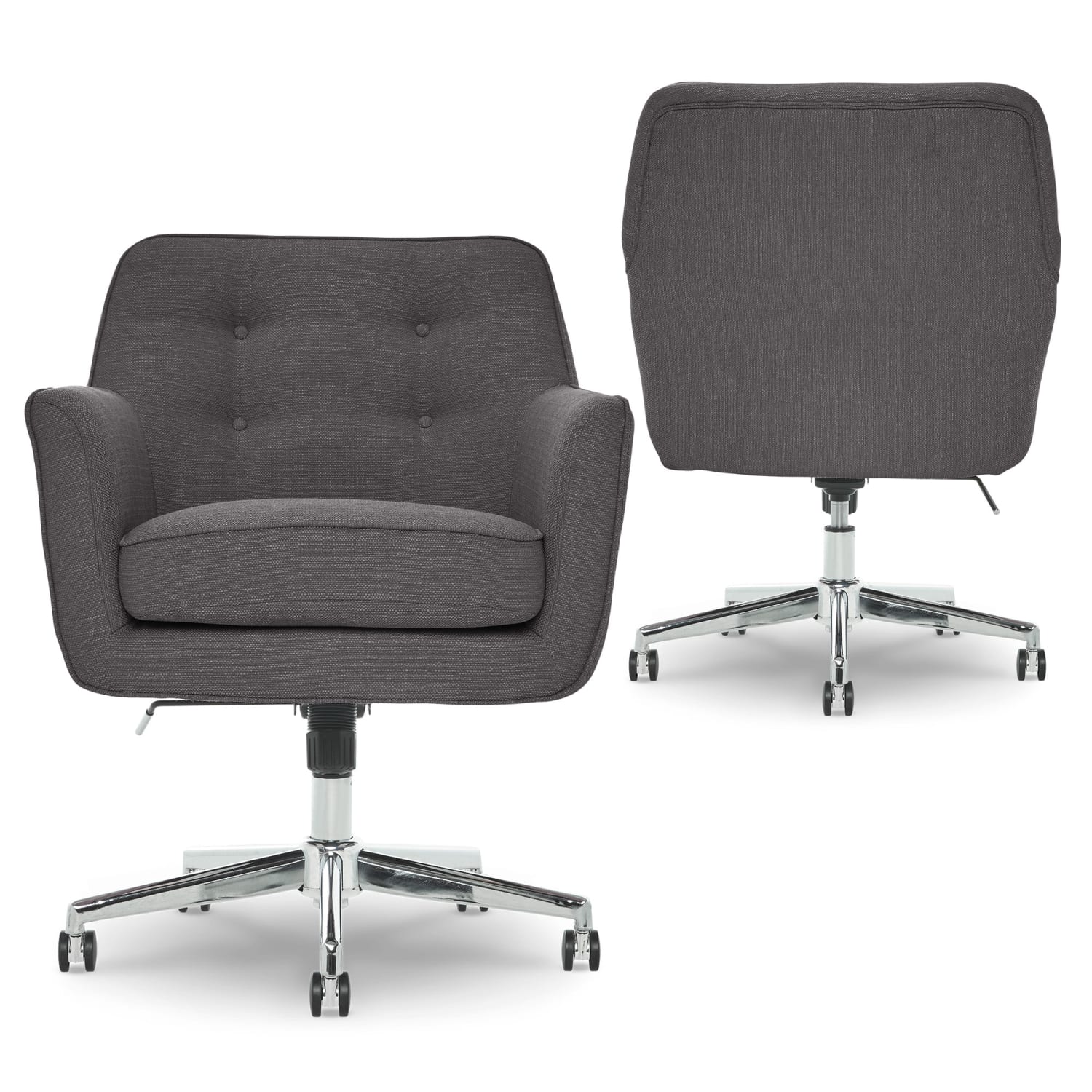Serta Ashland Home Mid-Back Office Chair, Twill Fabric, Graphite/Chrome - Image 6