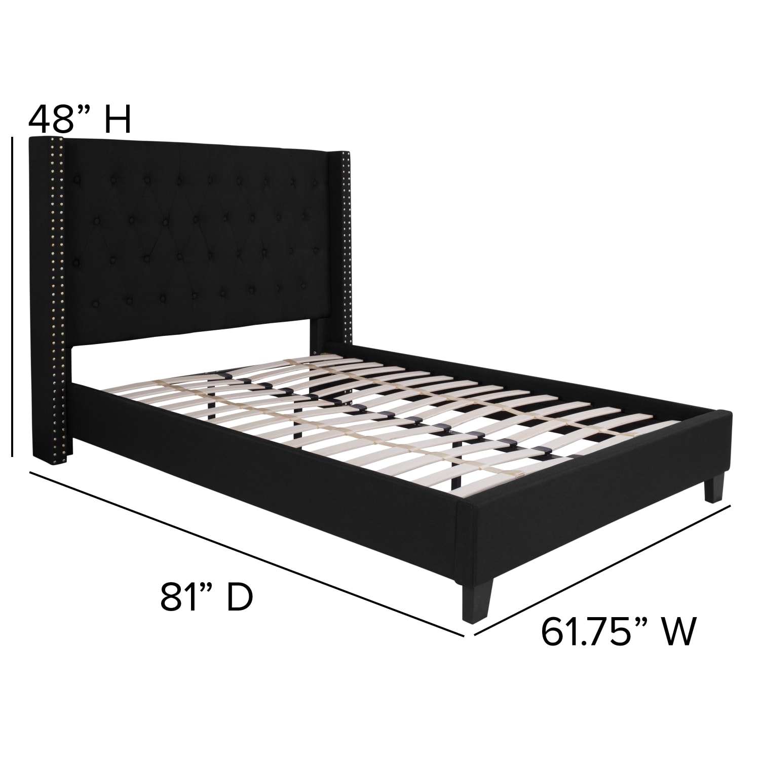 Flash Furniture Riverdale Tufted Upholstered Platform Bed With 10in CertiPUR-US Certified Foam And Pocket Spring Mattress, Full, Black - Image 6