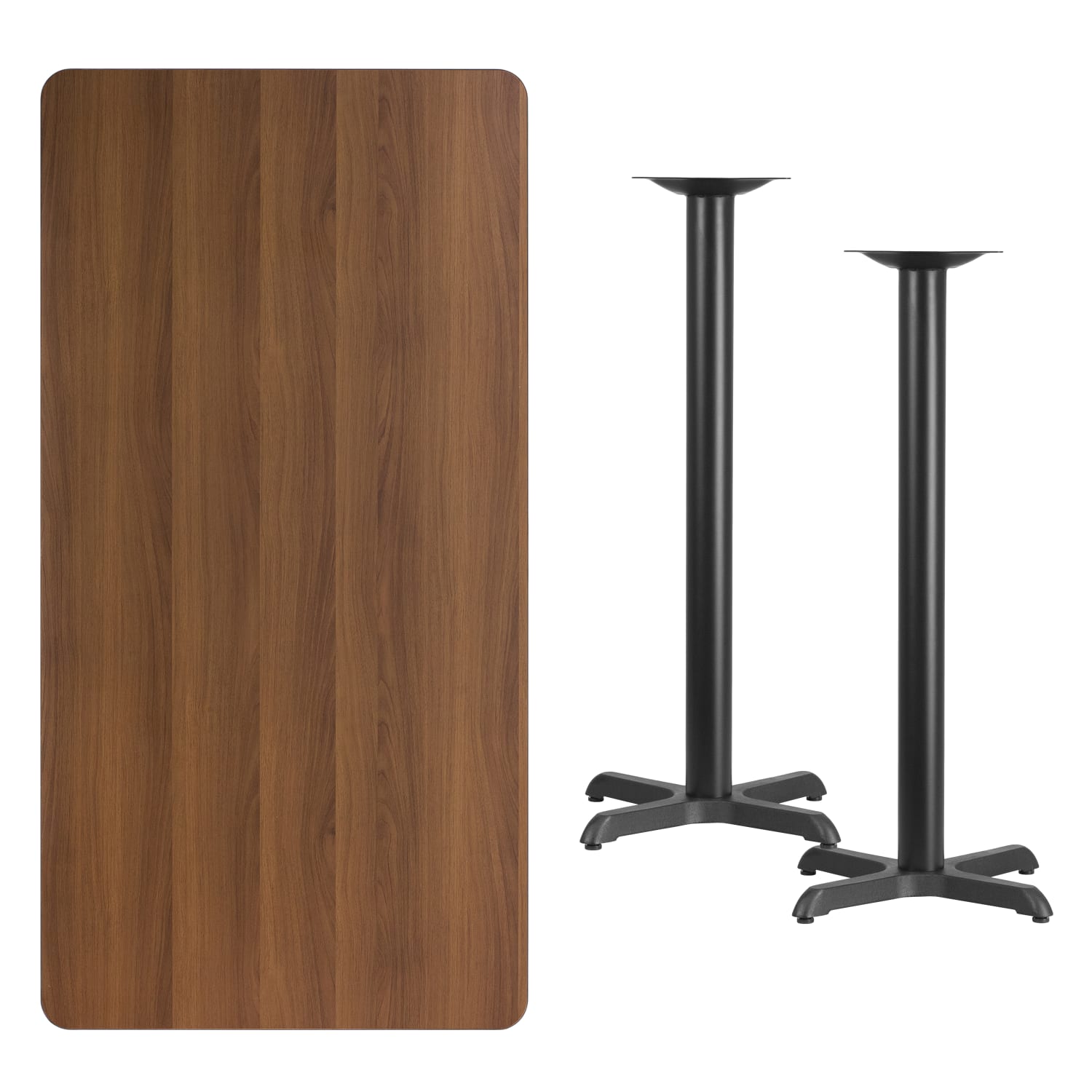 Flash Furniture Rectangular Laminate Table Top With Bar Height Table Base, 43-3/16inH x 30inW x 60inD, Walnut - Image 4