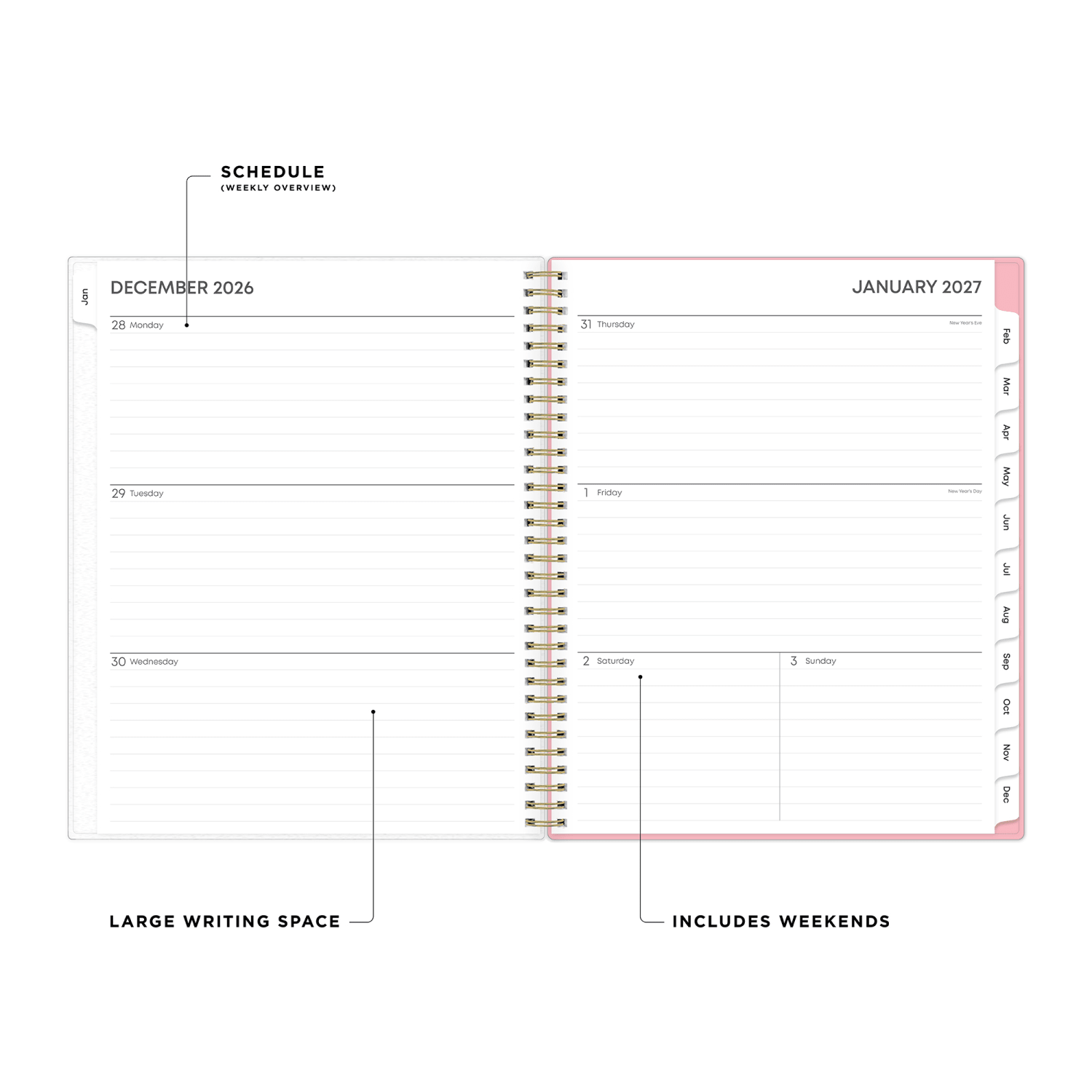 2027 Blue Sky Mimi Pink Weekly/Monthly Planning Calendar, 8.5x11, 0%, Frosted PP, Jan-Dec, RY27 - Image 3