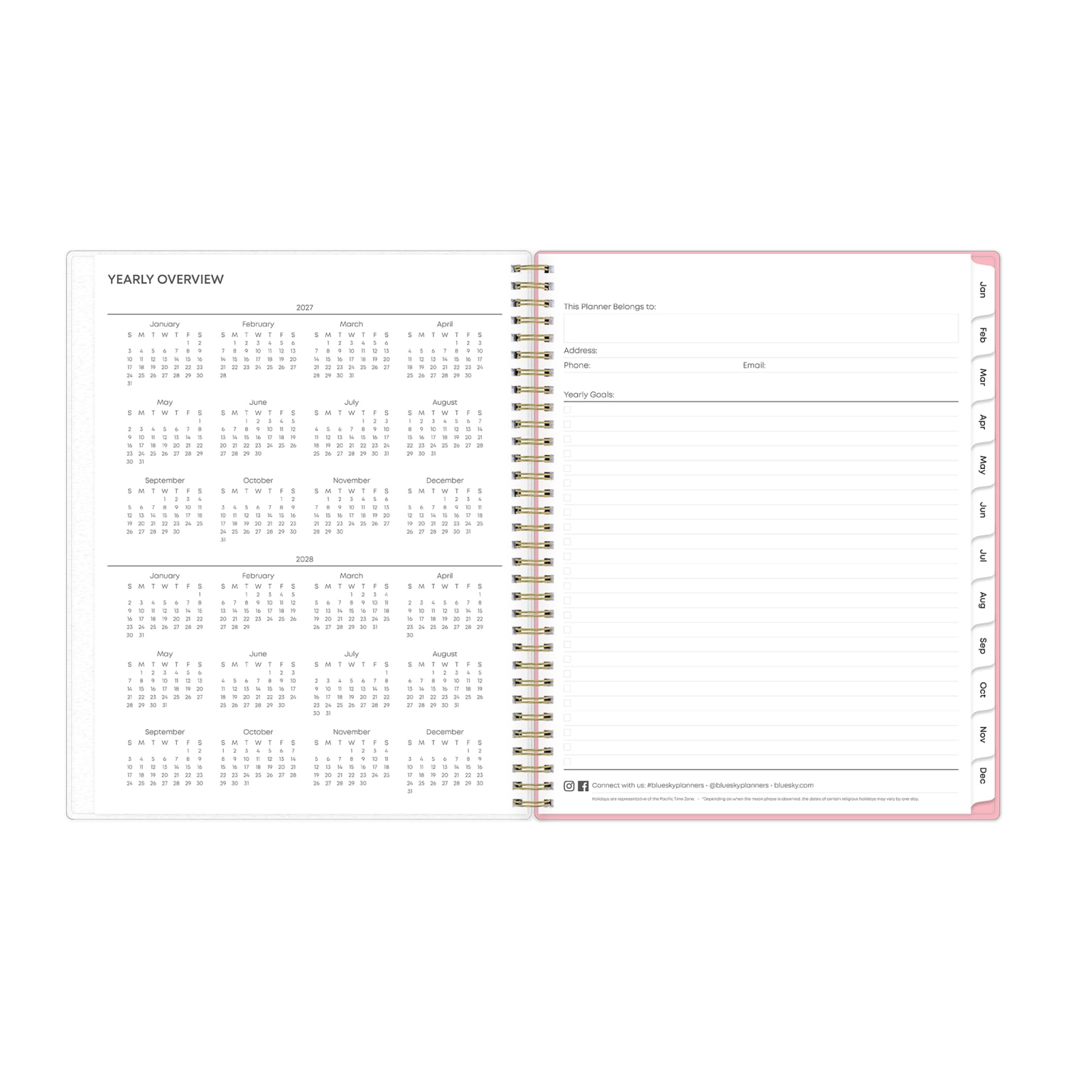 2027 Blue Sky Mimi Pink Weekly/Monthly Planning Calendar, 8.5x11, 0%, Frosted PP, Jan-Dec, RY27 - Image 6