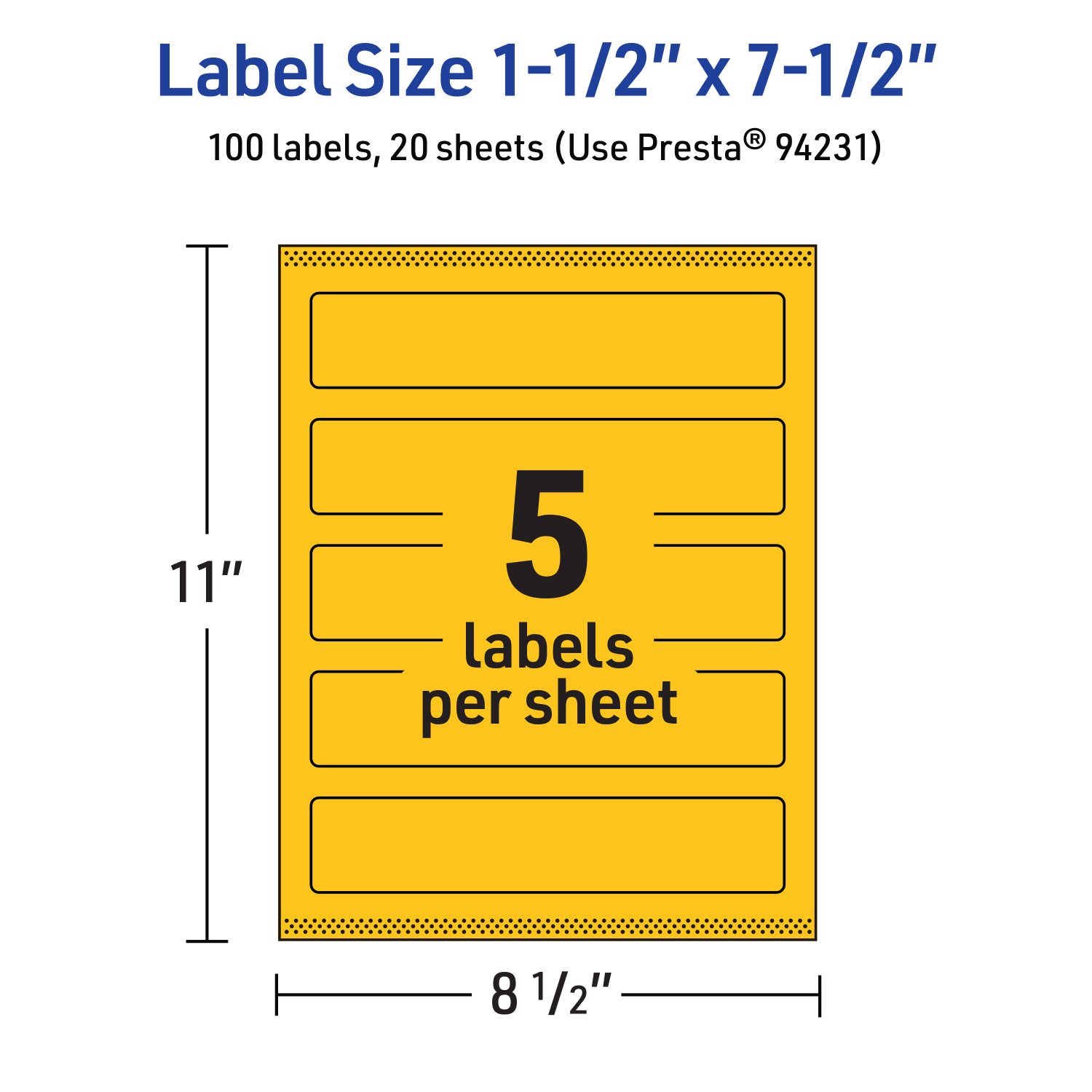Avery Print-To-The-Edge Labels With Sure Feed Technology, 94231-BYP20, Rectangle, 1-1/2in x 7-1/2in, Matte Bright Yellow, Pack of 100 - Image 6