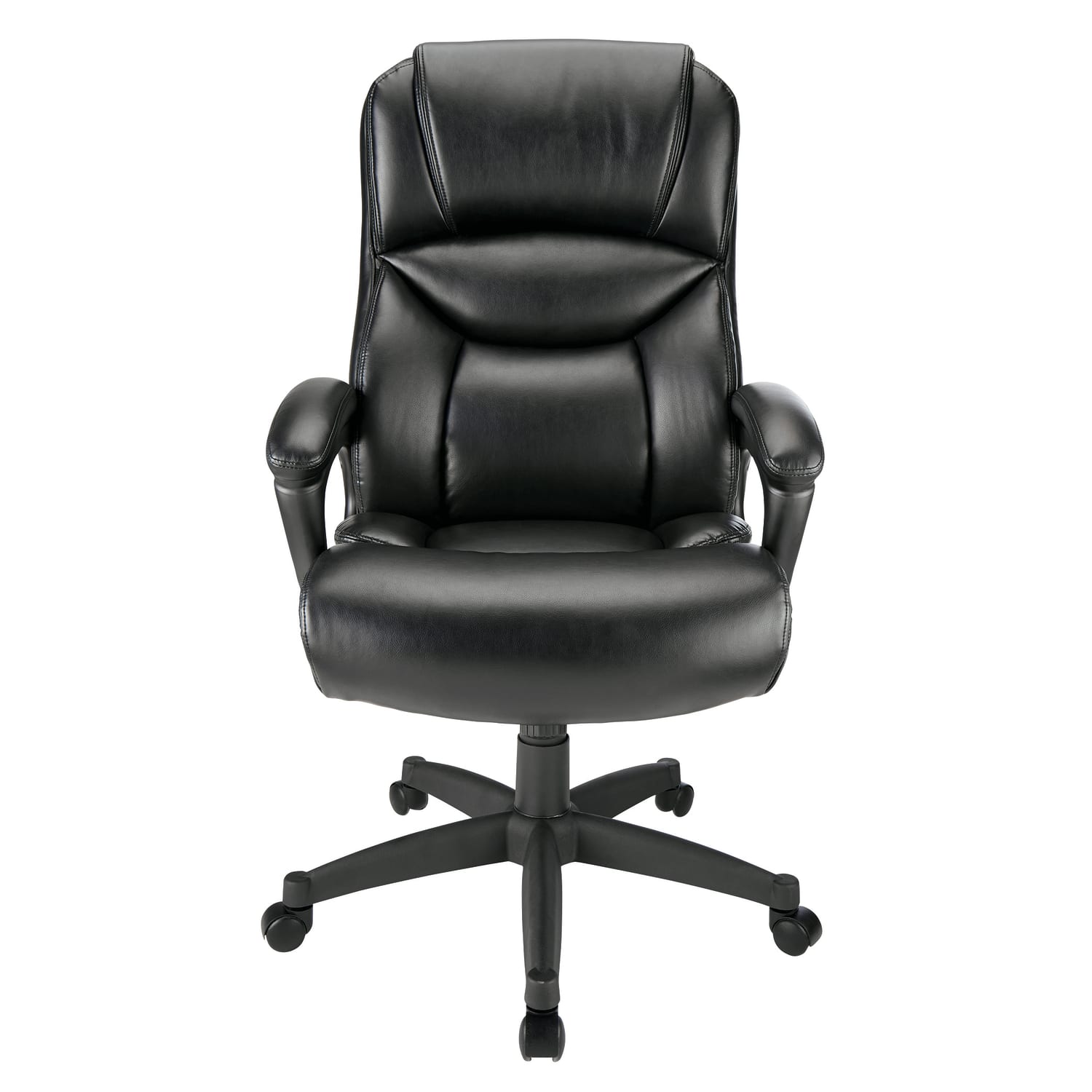 Realspace Fennington Bonded Leather High Back Executive Office Chair Black BIFMA Compliant PopularChairscom