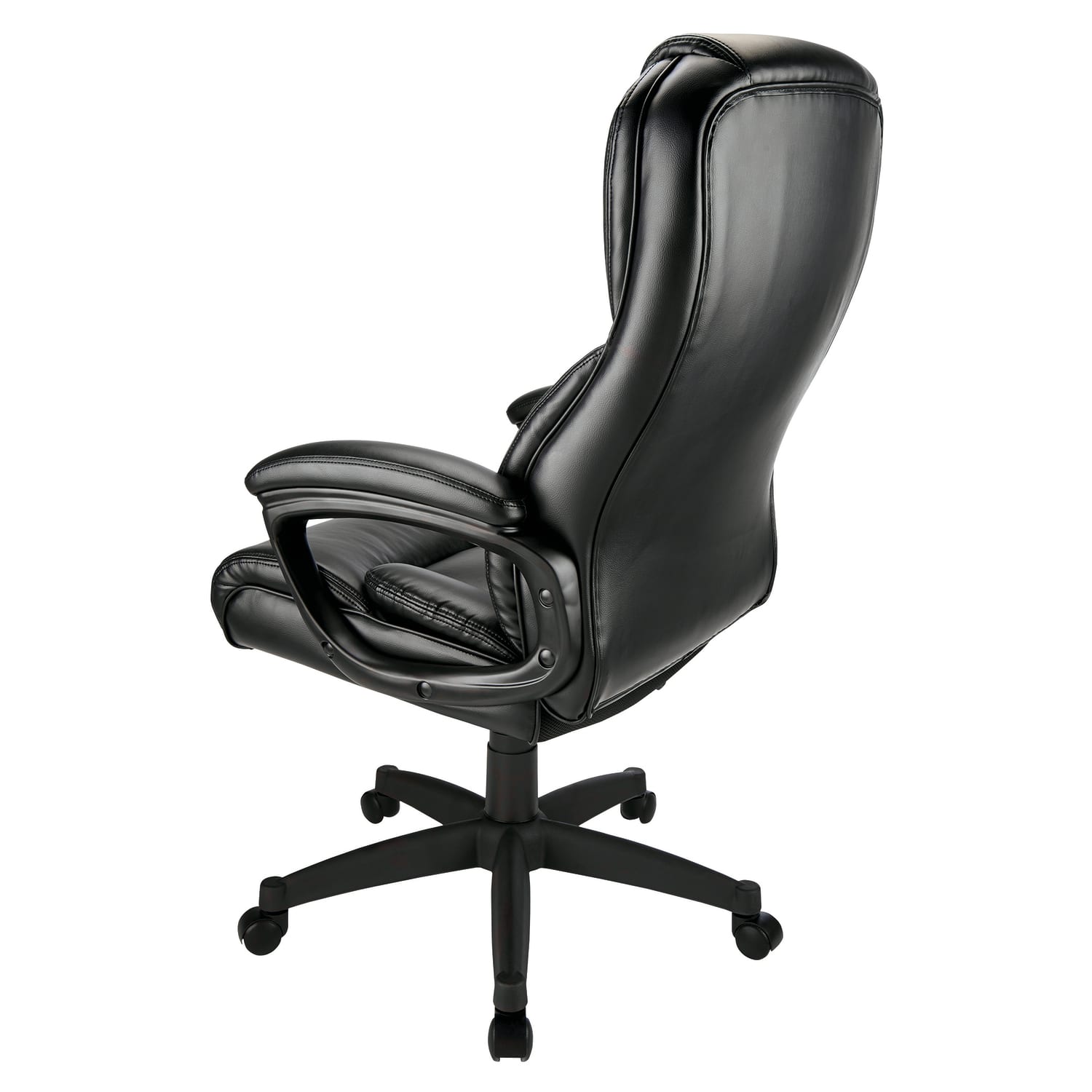 Realspace Fennington Bonded Leather High Back Executive Office Chair Black BIFMA Compliant PopularChairscom