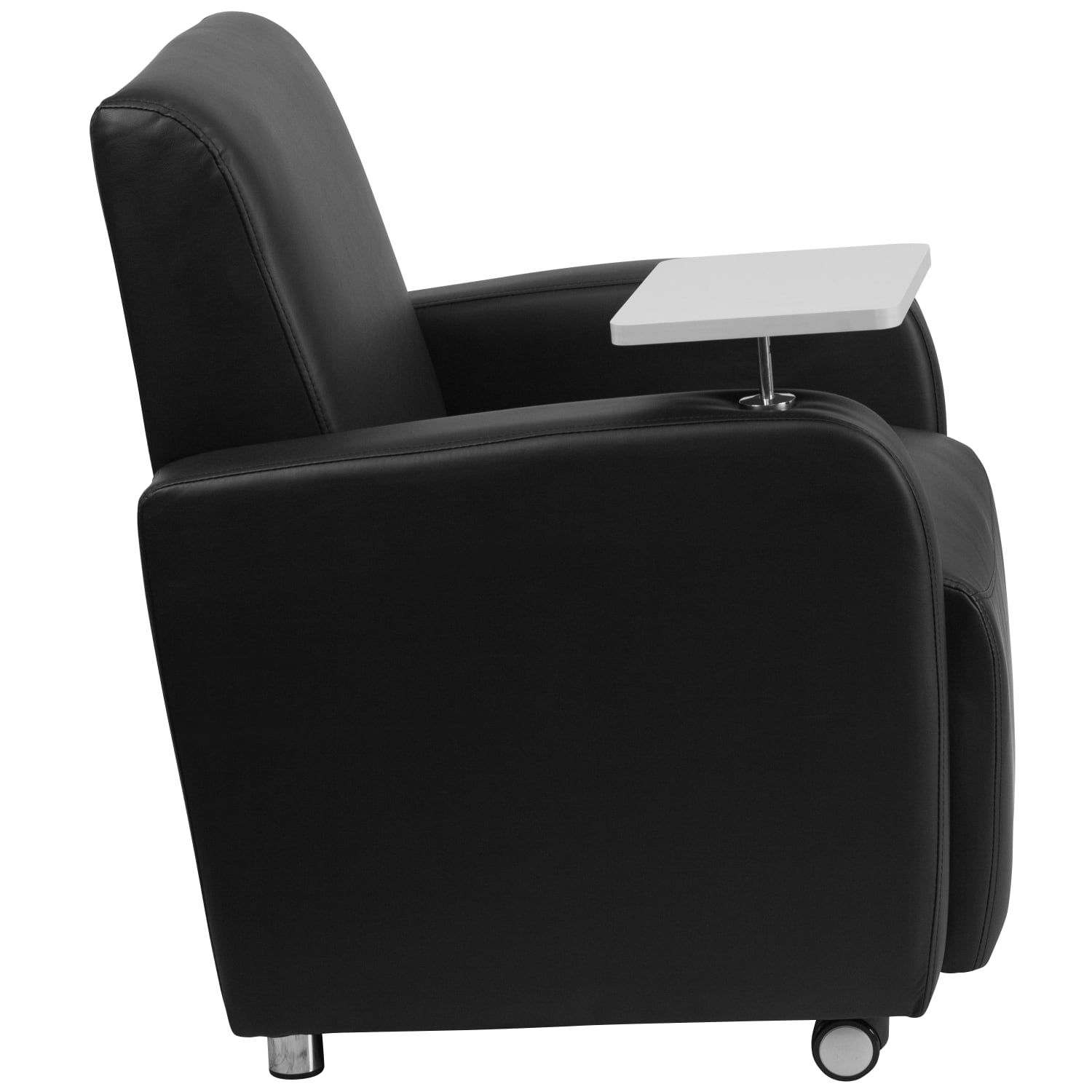 Flash Furniture LeatherSoft Contemporary Tablet Arm Wheeled Guest Chair BlackGray PopularChairscom