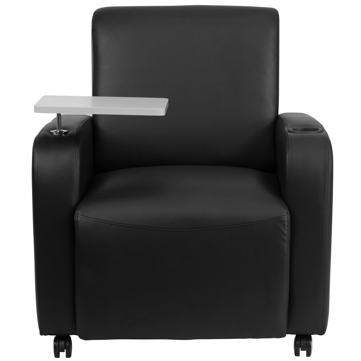 Flash Furniture LeatherSoft Contemporary Tablet Arm Wheeled Guest Chair BlackGray PopularChairscom