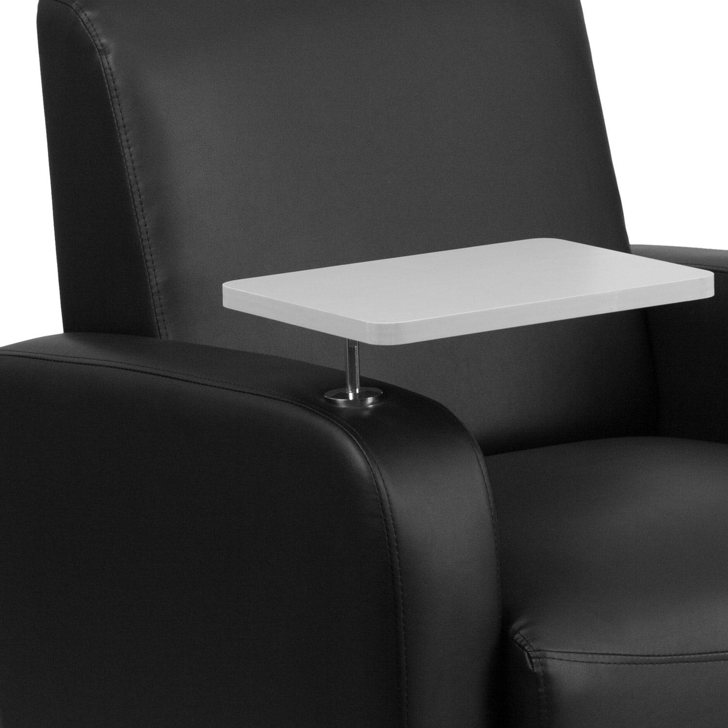 Flash Furniture LeatherSoft Contemporary Tablet Arm Wheeled Guest Chair BlackGray PopularChairscom