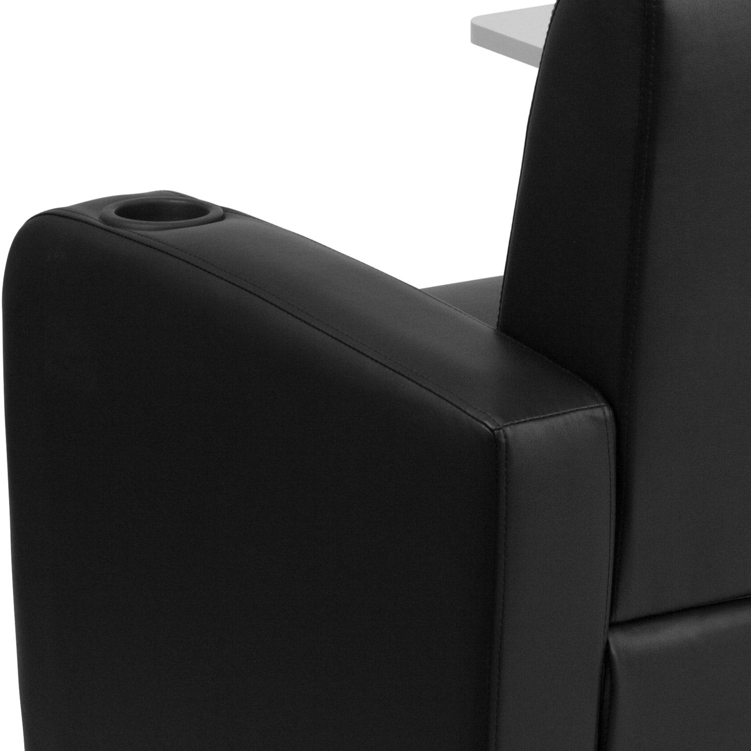 Flash Furniture LeatherSoft Contemporary Tablet Arm Wheeled Guest Chair BlackGray PopularChairscom