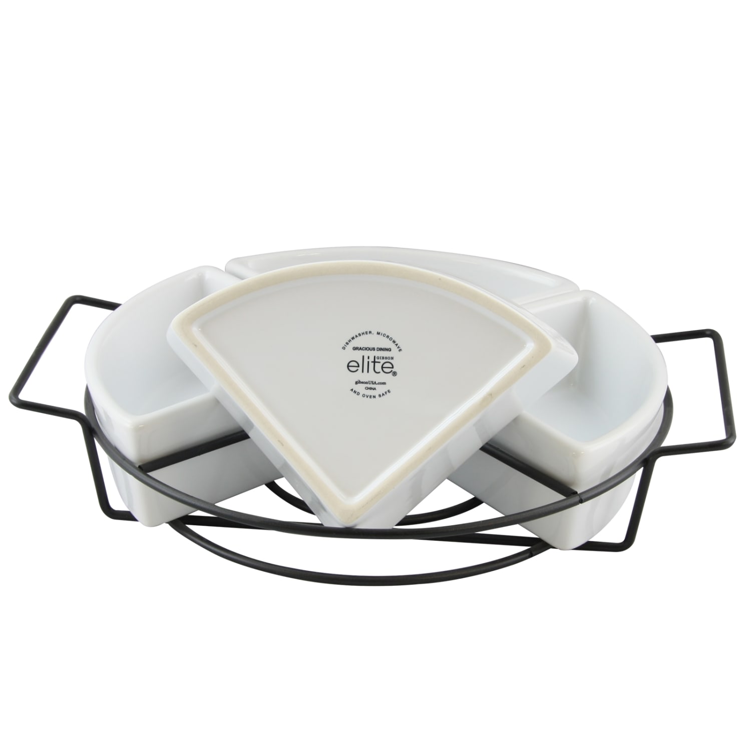 Gibson Gracious Dining 4-Section Tray Set, White - Image 3