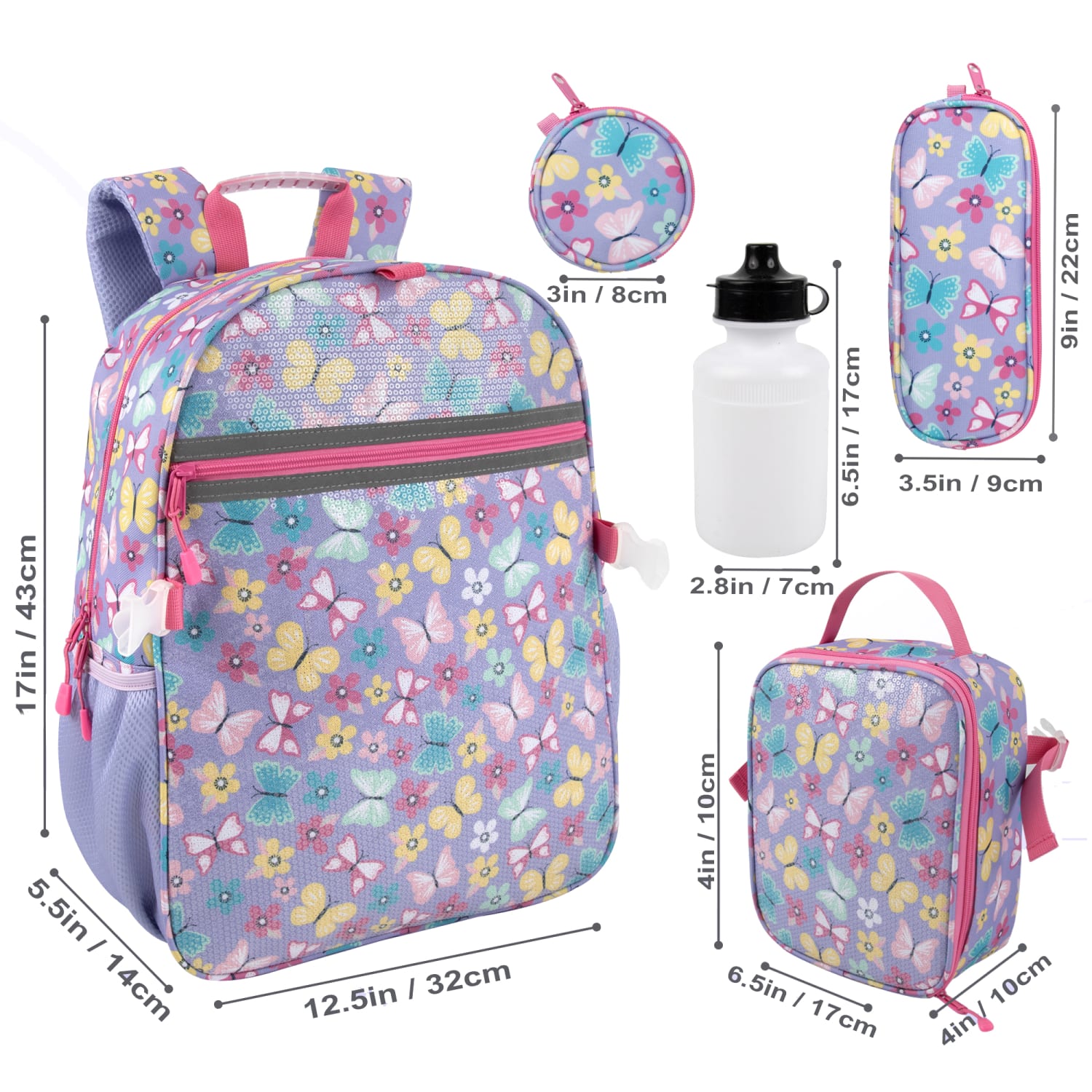 Trailmaker 6-in-1 Backpack Set, Purple Butterfly, Total Qty 1 - Image 3