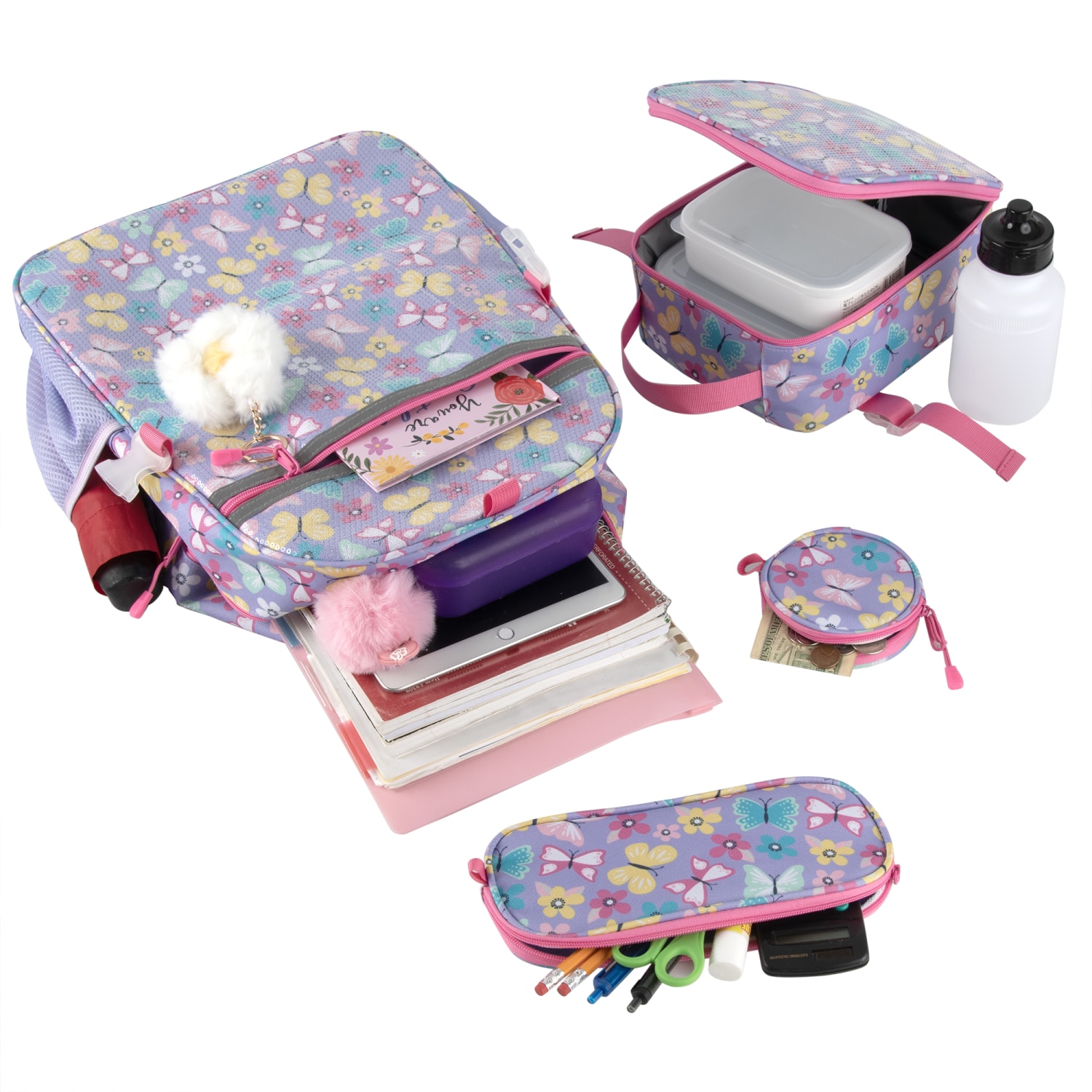 Trailmaker 6-in-1 Backpack Set, Purple Butterfly, Total Qty 1 - Image 6