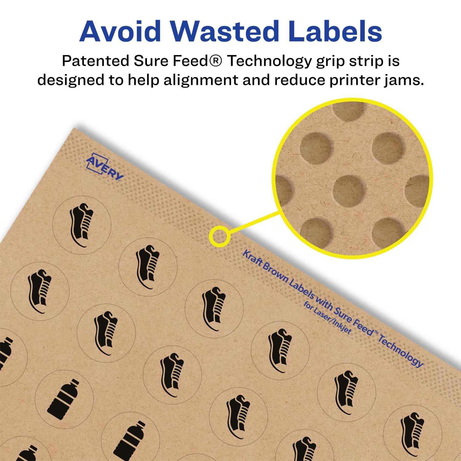 Avery Kraft Permanent Labels With Sure Feed, 94500-KMP50, Round, 1in Diameter, Brown, Pack Of 2,400 - Image 5