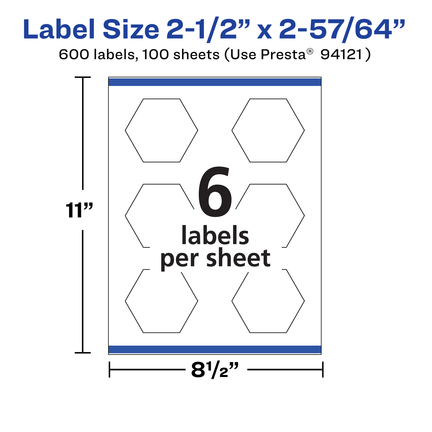 Avery Removable Labels With Sure Feed, 94121-RMP100, Hexagon, 2-1/2in x 2-57/64in, White, Pack Of 600 Labels - Image 6