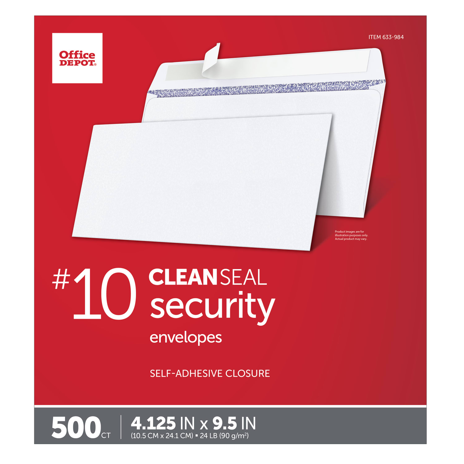 Office Depot Brand #10 Security Envelopes, 4-1/8in x 9-1/2in, Clean Seal, White, Box Of 500 - Image 5