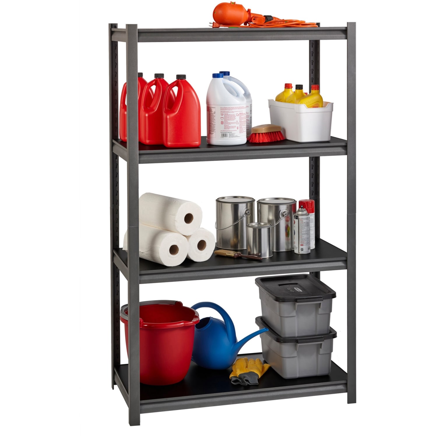 Lorell Steel Shelving Unit, 4 Shelves, 30% Recycled, Black - Image 3
