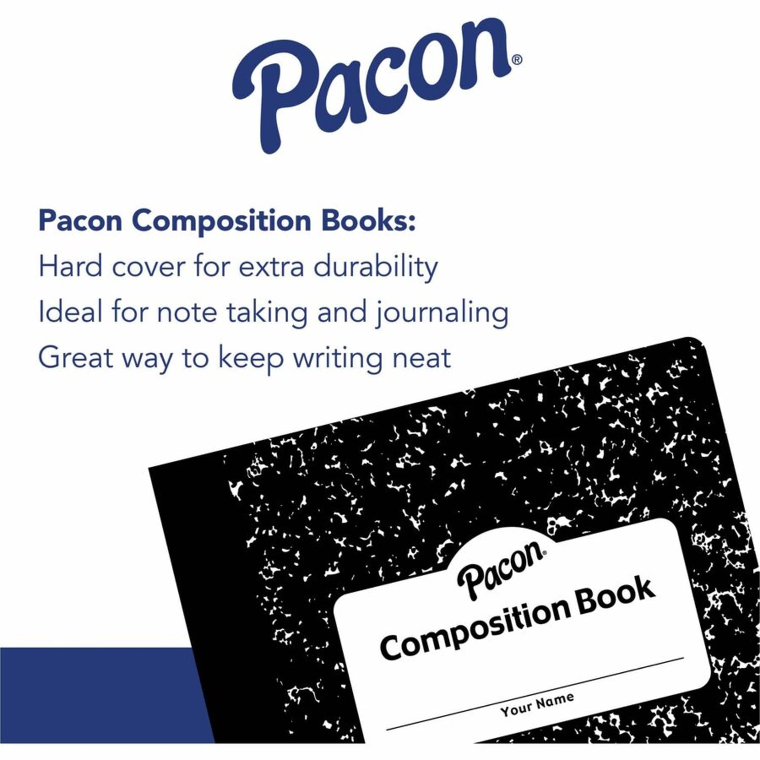 Pacon Composition Book, 9-13/16in x 7-1/2in, College Rule, 100 Sheets, Black Marble - Image 4