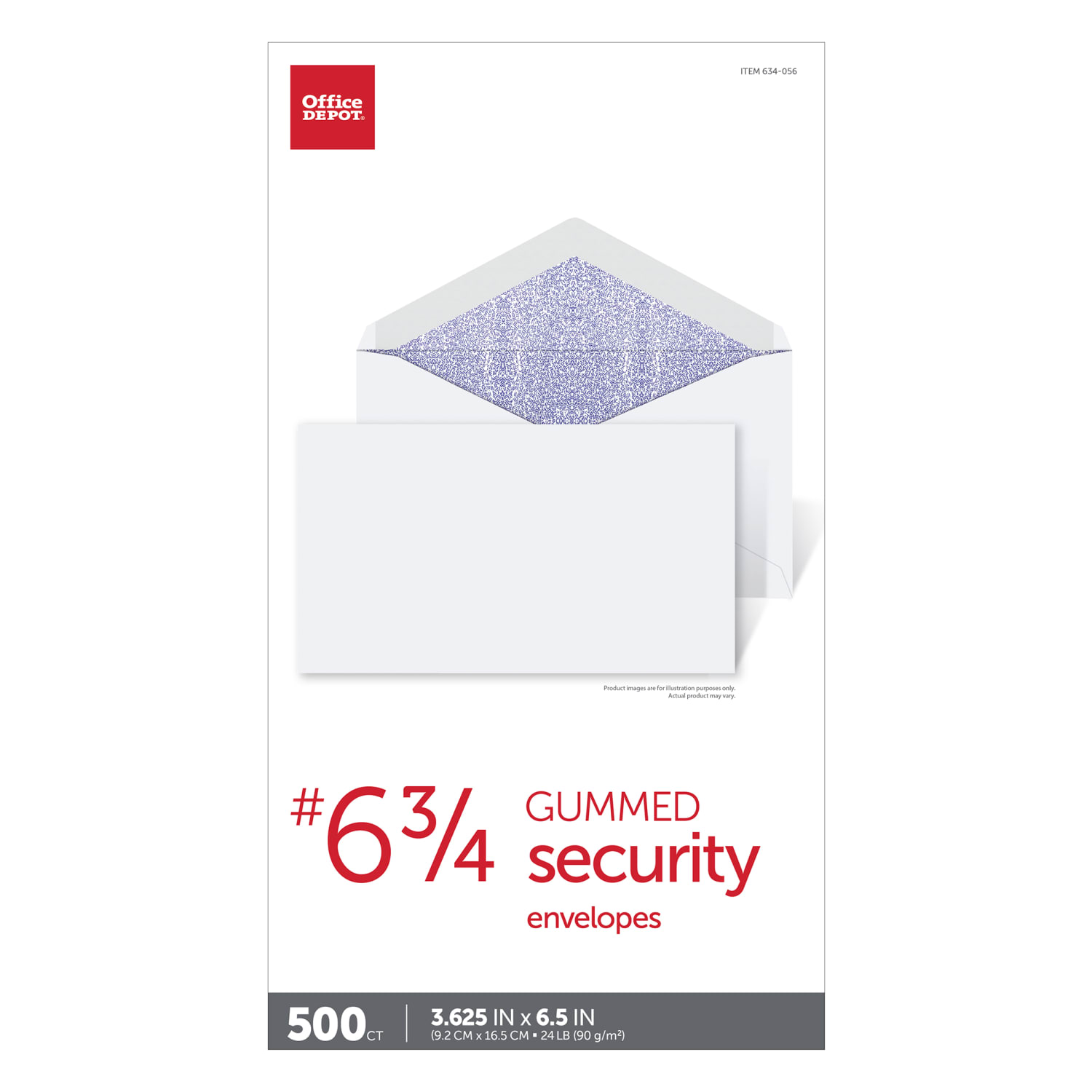 Office Depot Brand #6 3/4 Security Envelopes, 3-5/8in x 6-1/2in, Gummed Seal, White, Box Of 500 - Image 5