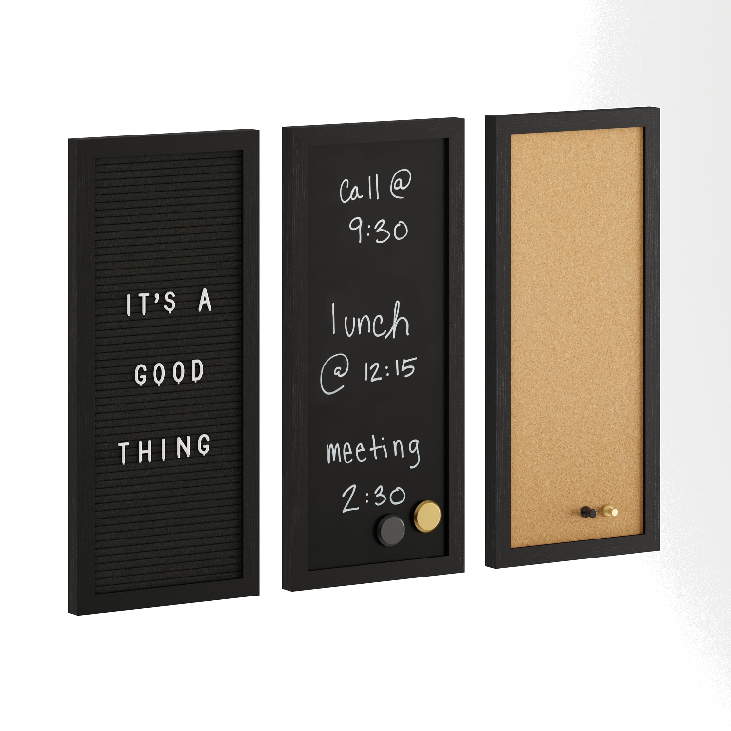 Martha Stewart Everette Cork, Chalk And Letter Board Set, 8in x 18in, Black/Brown, Black Woodgrain Frame - Image 3