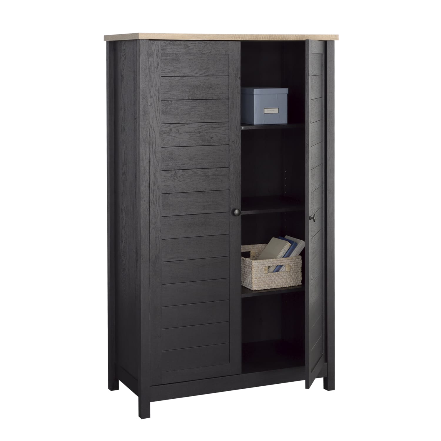 Sauder Cottage Road 61inH Traditional Style Storage Cabinet, Raven Oak - Image 3
