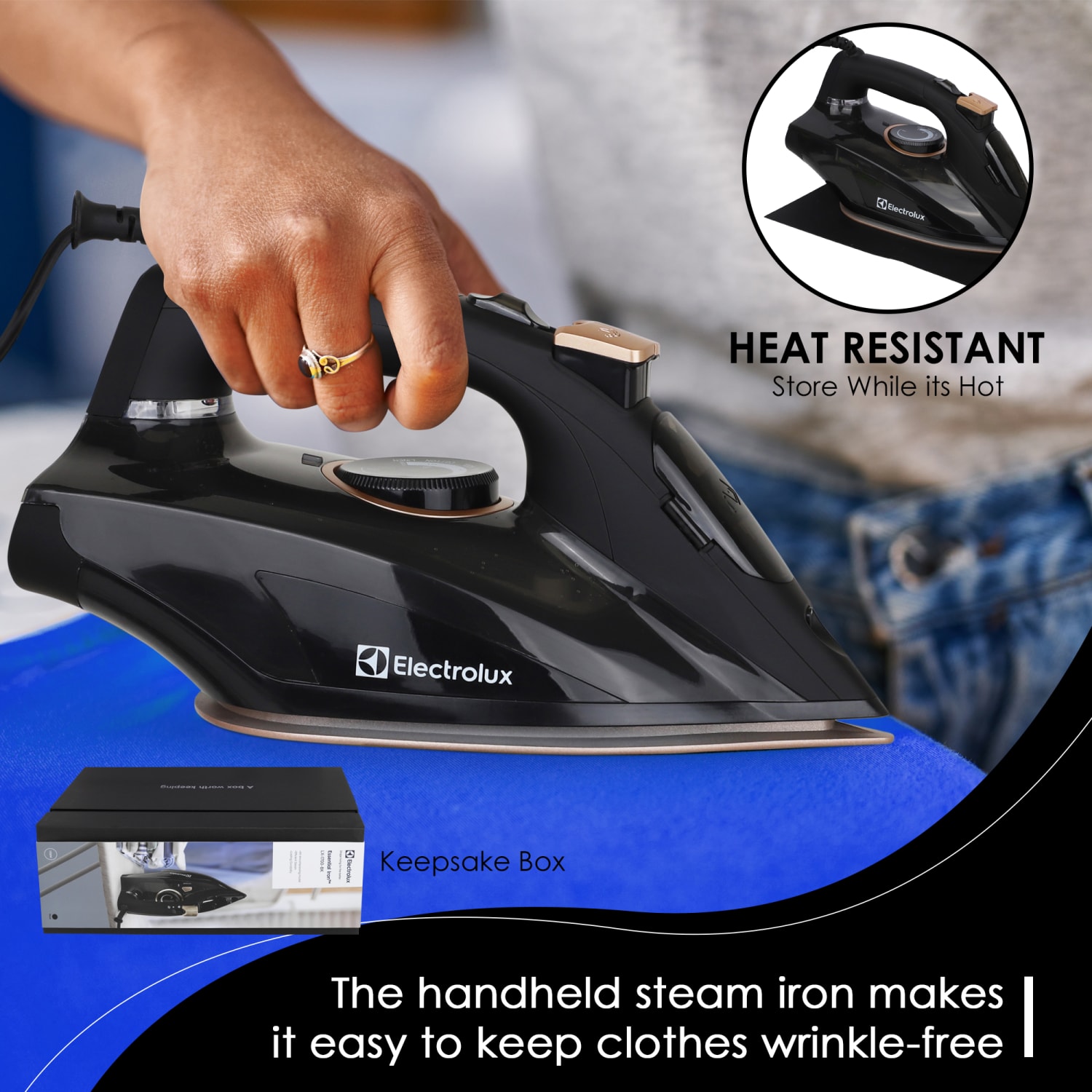 Electrolux Essential 1700W Iron, 13inH x 6-3/4inW x 5-1/2inD, Black - Image 6