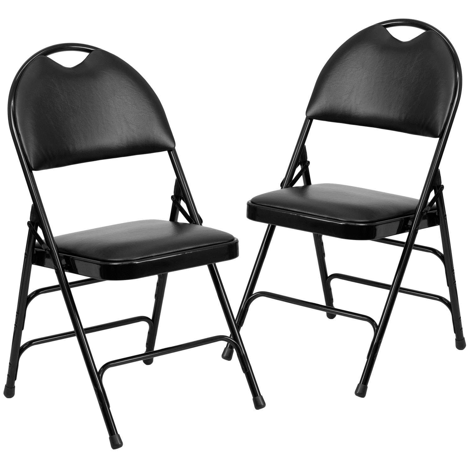 Flash Furniture HERCULES Series Extra-Large Ultra-Premium Triple-Braced Metal/Vinyl Folding Chairs With Easy-Carry Handles, Black, Pack Of 2 Chairs - Image 4