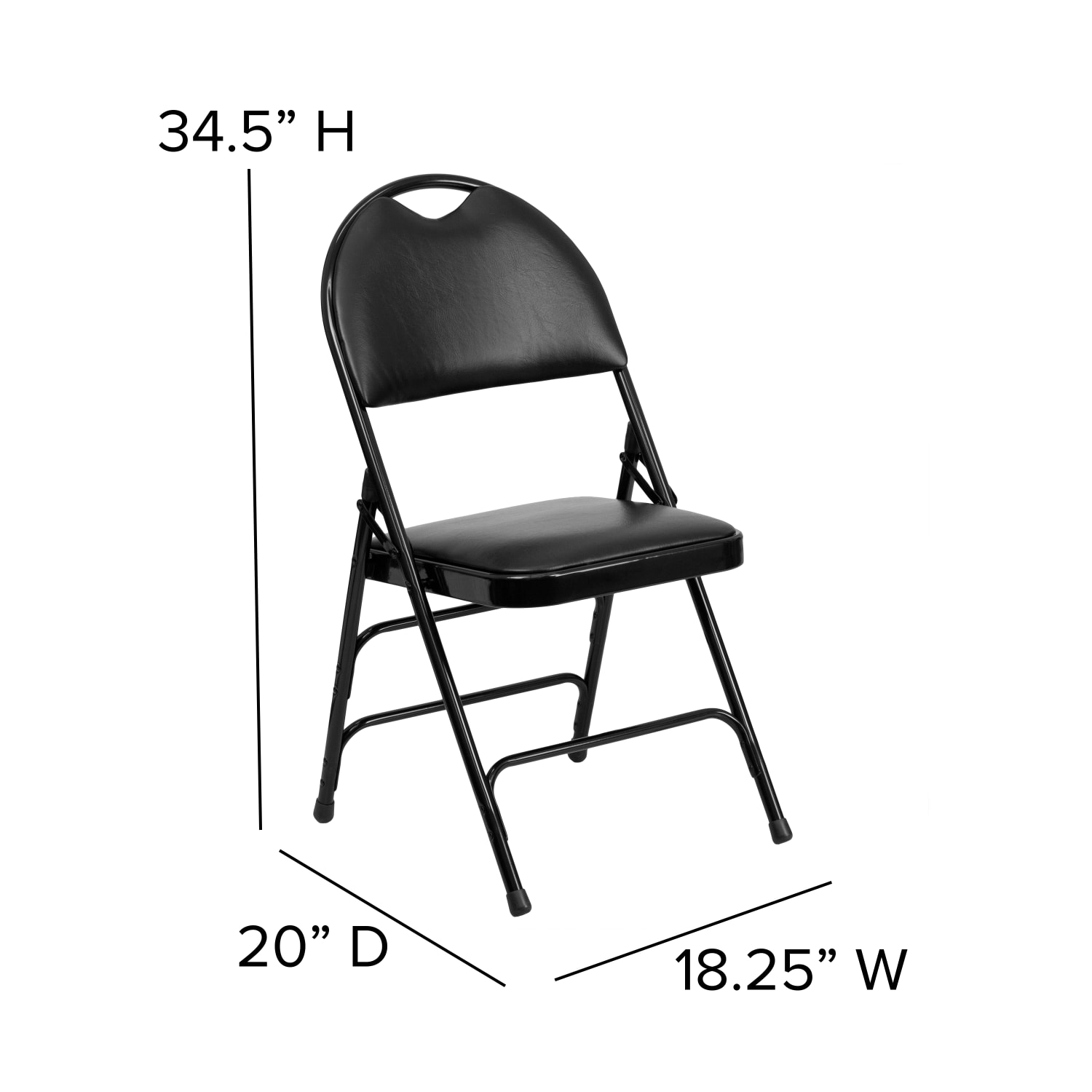 Flash Furniture HERCULES Series Extra-Large Ultra-Premium Triple-Braced Metal/Vinyl Folding Chairs With Easy-Carry Handles, Black, Pack Of 2 Chairs - Image 8
