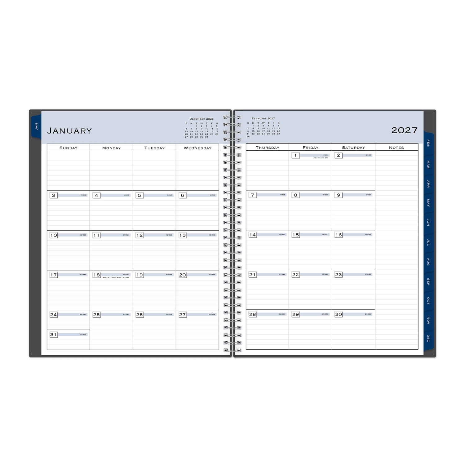 2027 Blue Sky Passages/Charcoal Metallic Weekly/Monthly Planning Calendar, 8.5x11, Safety Wirebound Safety, 100008 - Image 4