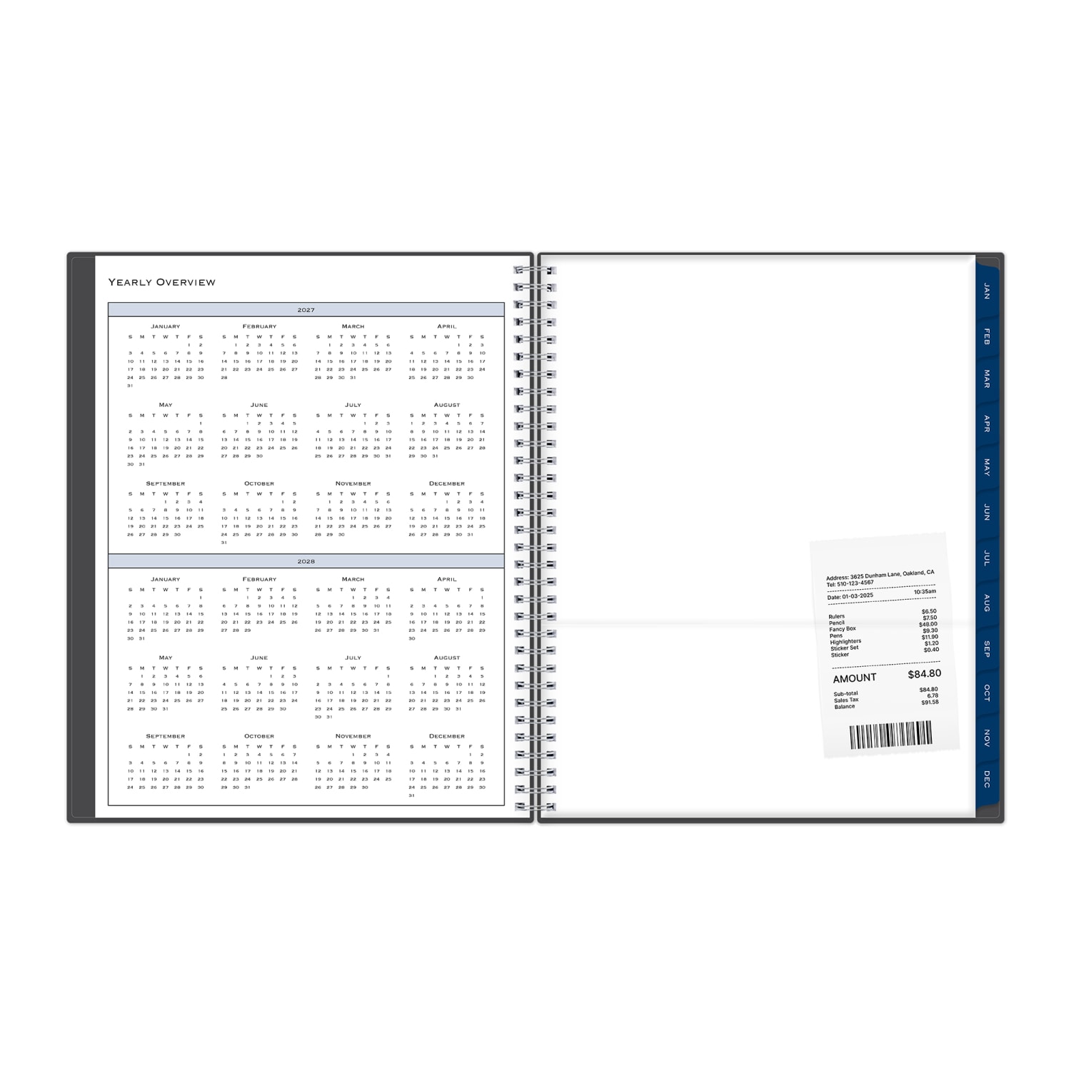 2027 Blue Sky Passages/Charcoal Metallic Weekly/Monthly Planning Calendar, 8.5x11, Safety Wirebound Safety, 100008 - Image 5