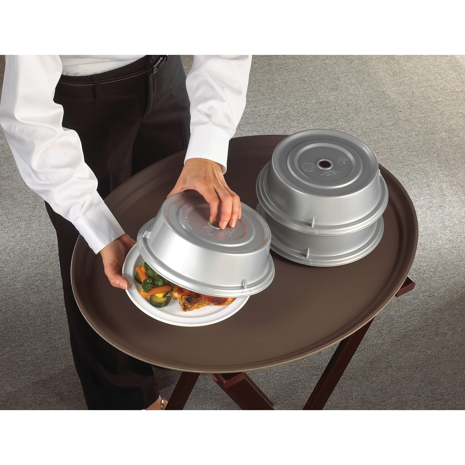 Cambro Camtread Oval Serving Trays, 25inW, Dark Brown, Pack Of 6 Trays - Image 4