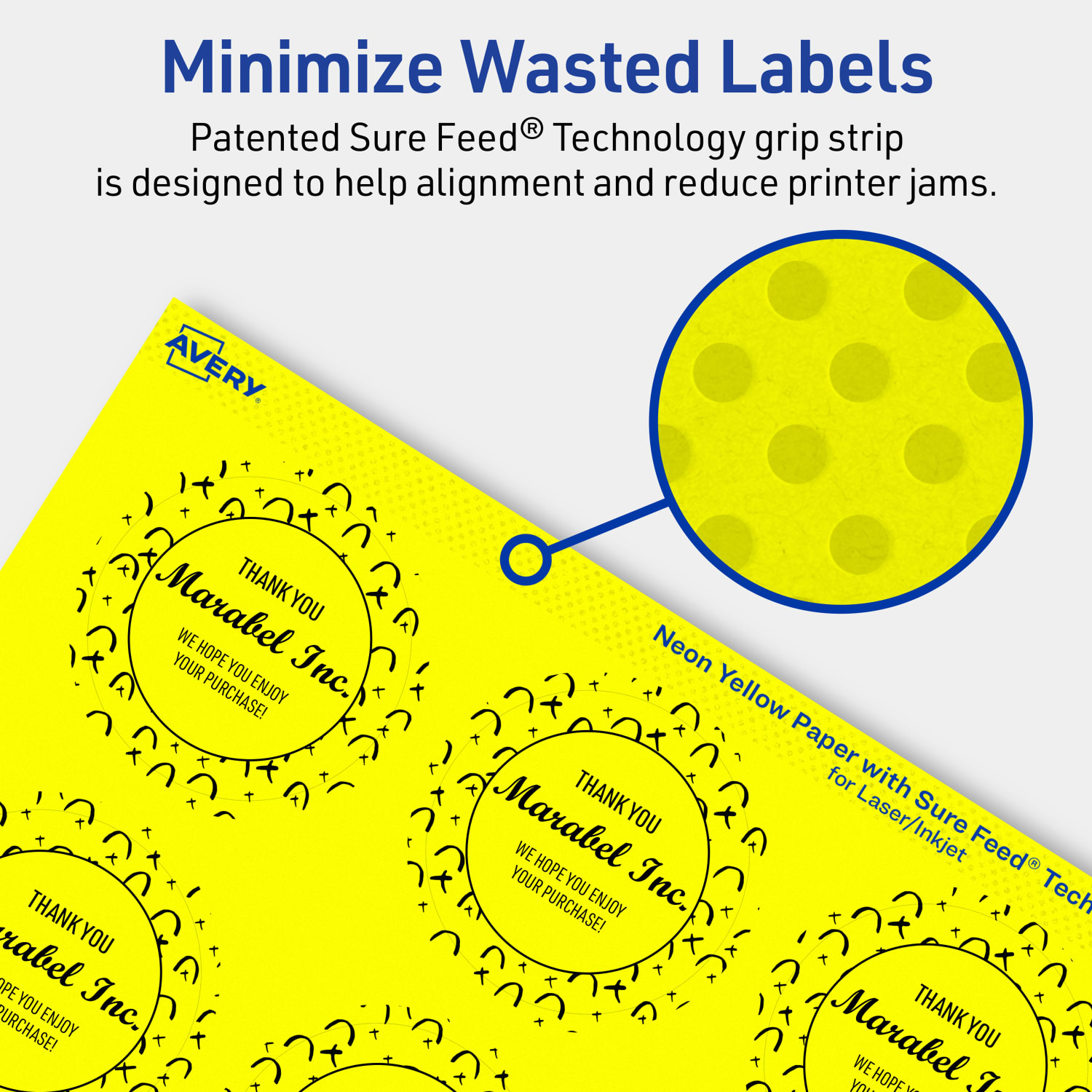 Avery Print-To-The-Edge Labels With Sure Feed Technology, 94501-NYP10, Round, 2in, Matte Neon Yellow, Pack of 120 - Image 5