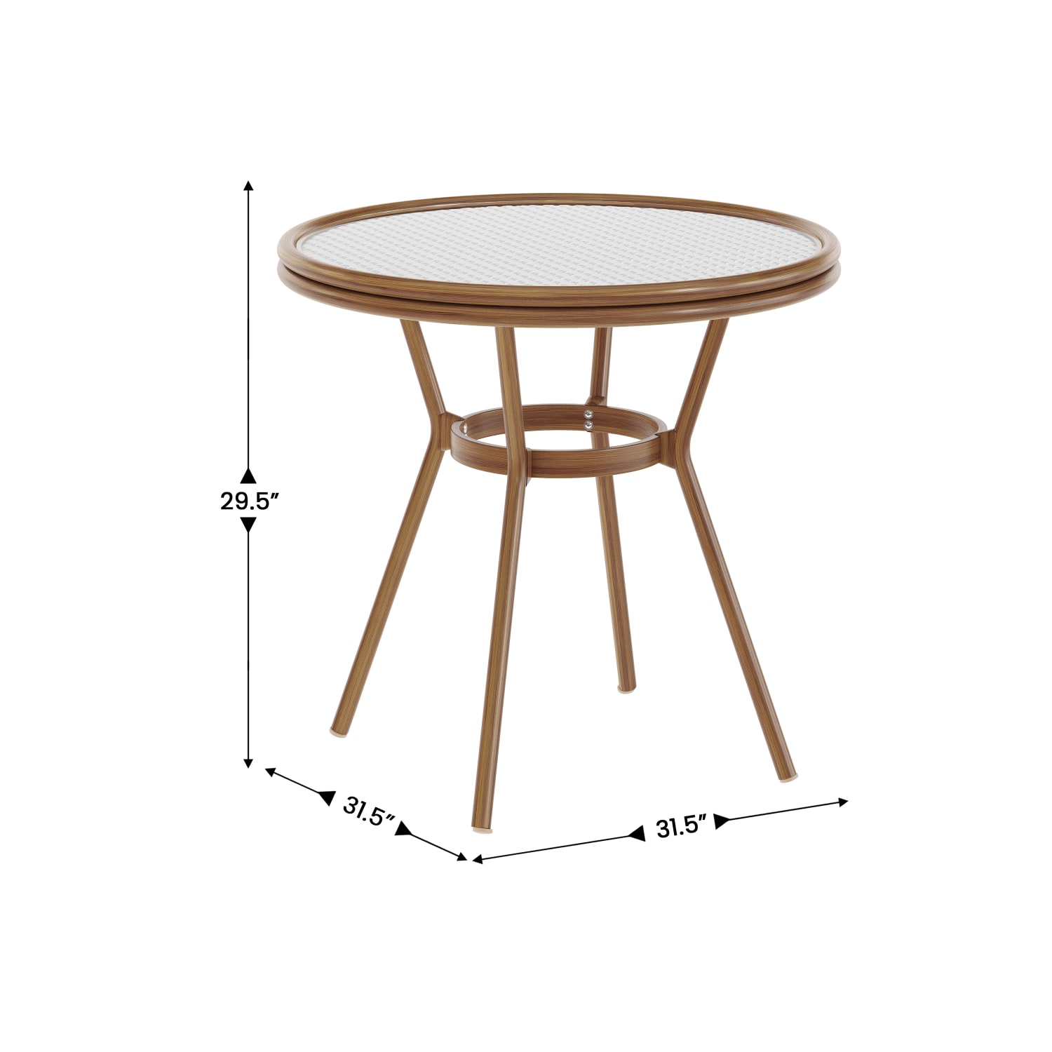Flash Furniture Lourdes Indoor/Outdoor Commercial Bistro 31.5in Table, White & Gray Rattan/Natural Frame - SDA64280WHGYNAT - Image 6