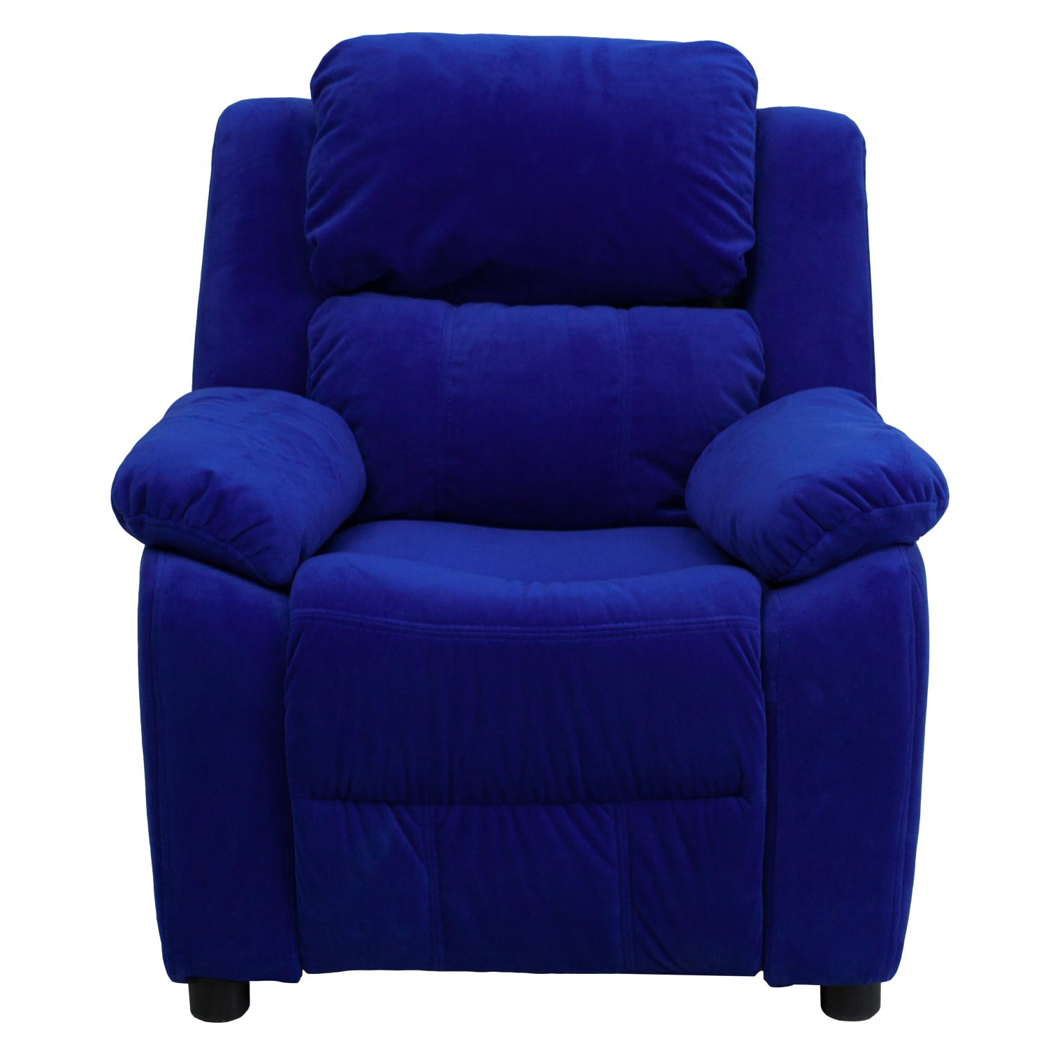 Flash Furniture Deluxe Padded Contemporary Microfiber Kids Recliner Accent Chair With Storage Arms Blue PopularChairscom