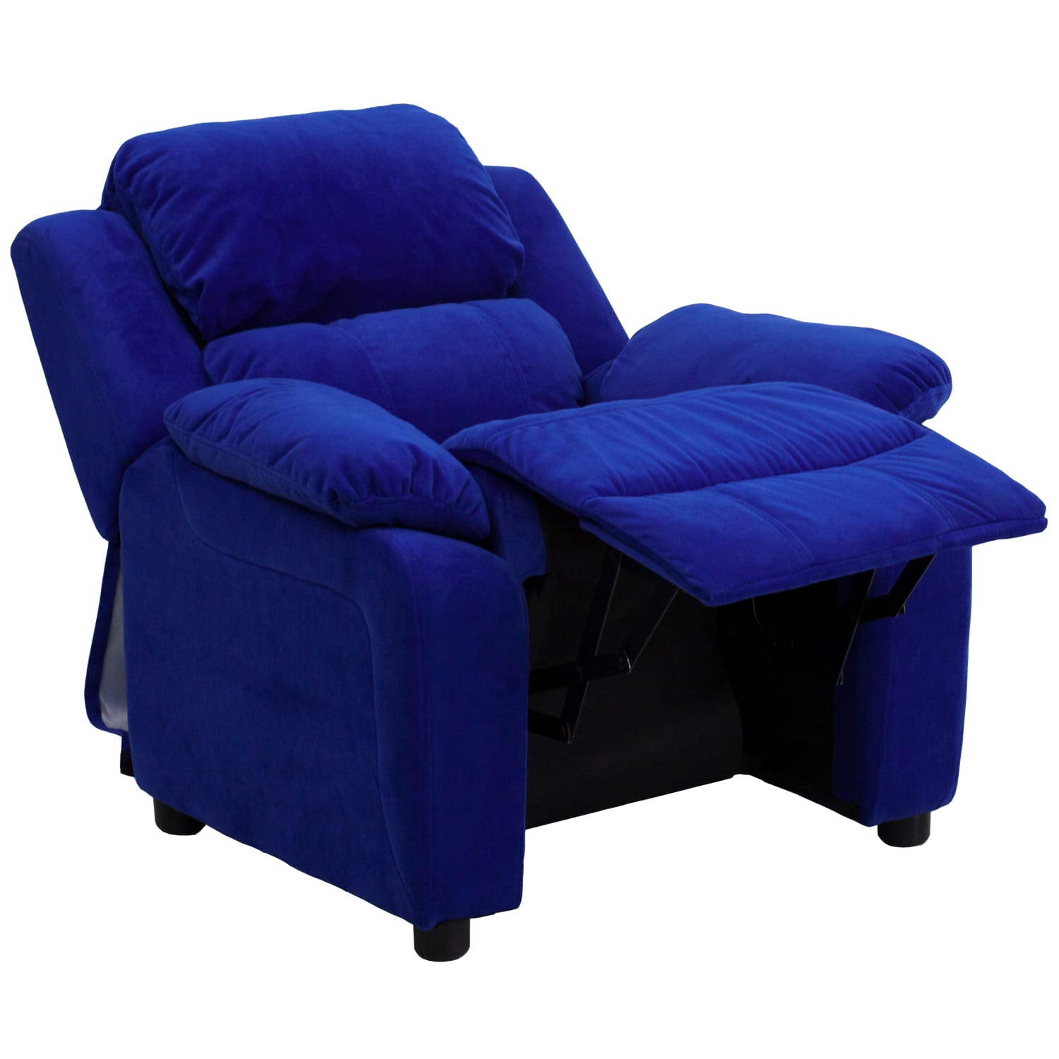 Flash Furniture Deluxe Padded Contemporary Microfiber Kids Recliner Accent Chair With Storage Arms Blue PopularChairscom