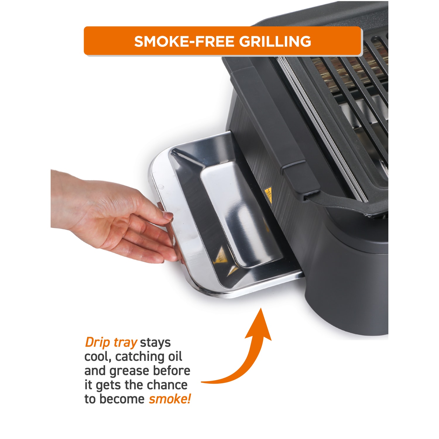 Commercial Chef Indoor Smokeless Infrared Grill, 7inH x 19-1/2inW x 14-13/16inD, Black - Image 6