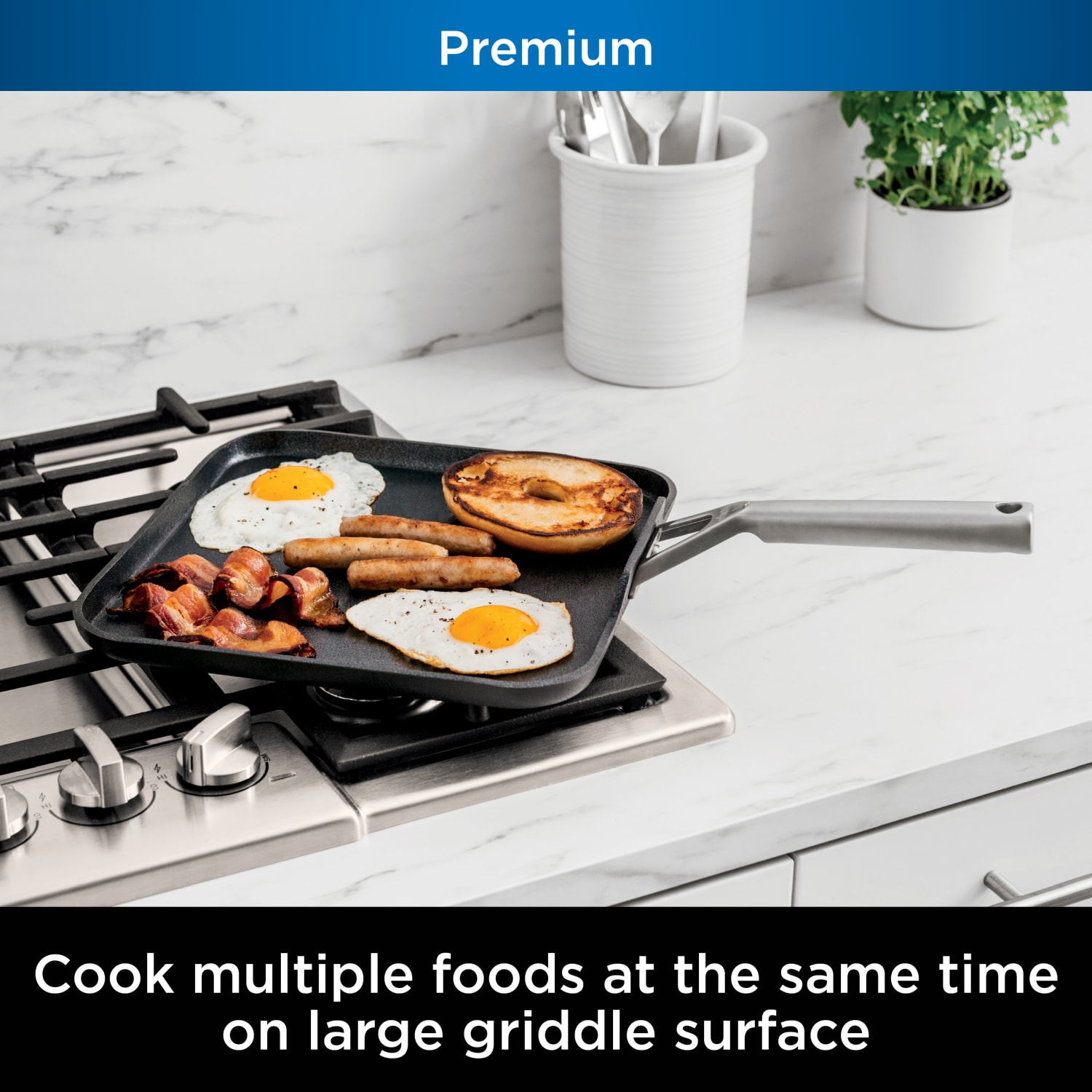 Ninja Foodi NeverStick Premium 11in Square Griddle Pan, Slate Gray - Image 4