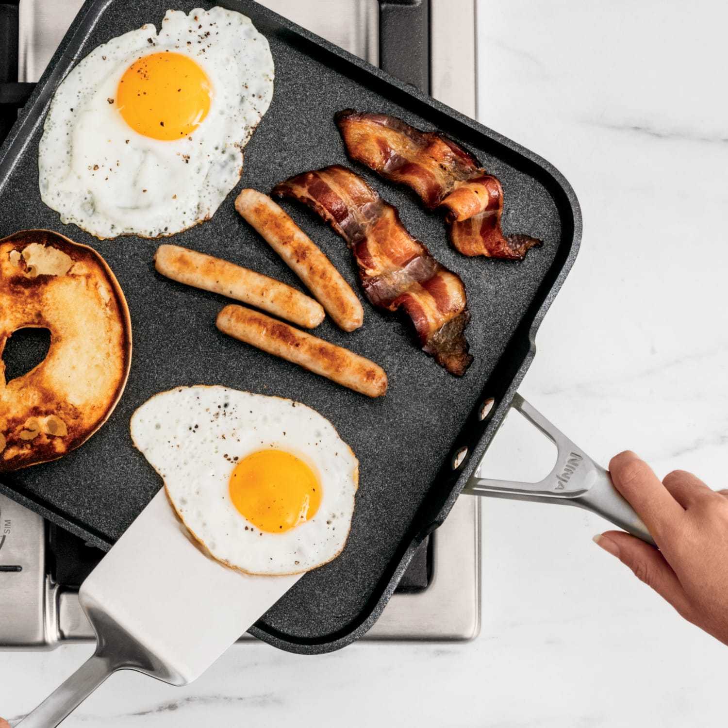 Ninja Foodi NeverStick Premium 11in Square Griddle Pan, Slate Gray - Image 6